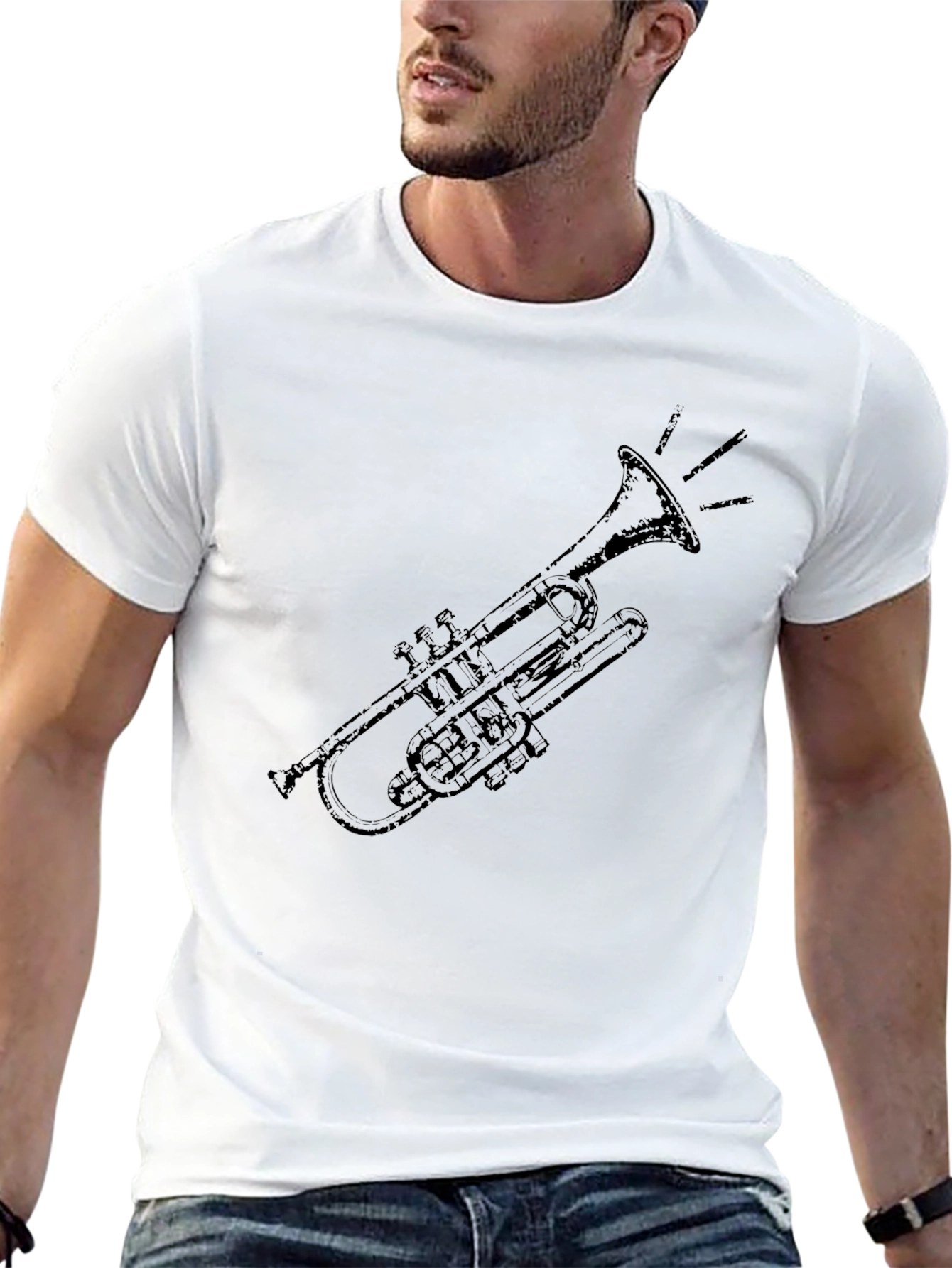 Trumpet Graphic Tee - Musicians Black T-Shirt