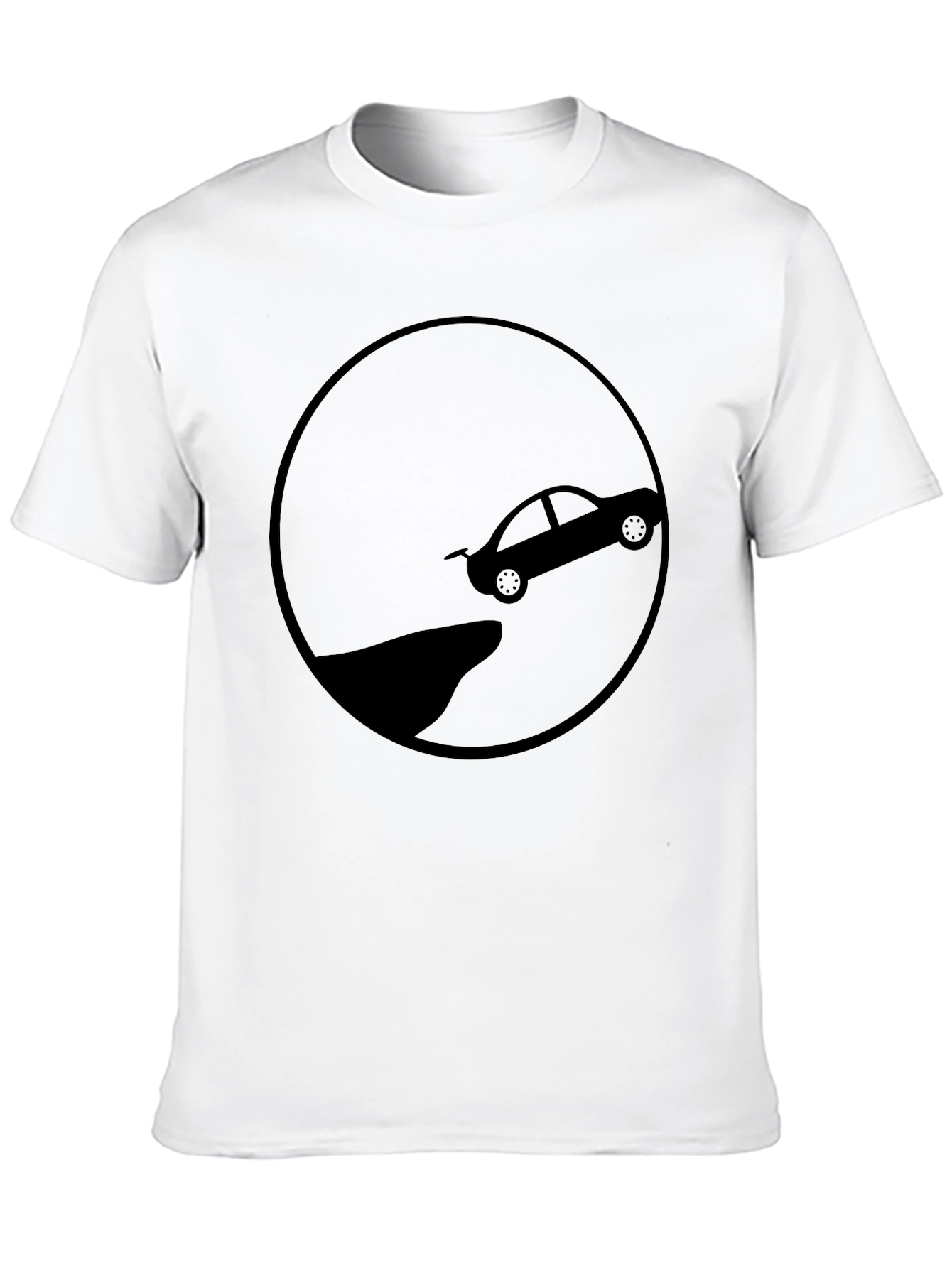 Cliff Jump Car Tee - Black Graphic T-Shirt