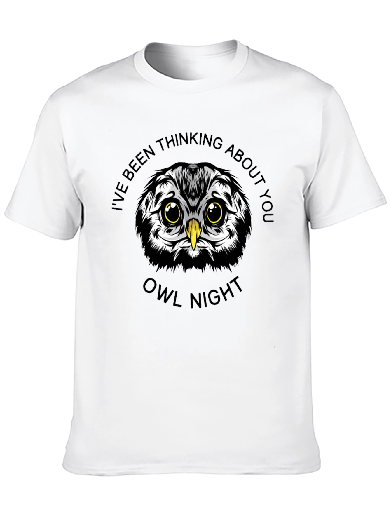 Owl Night Graphic Print Black T-Shirt