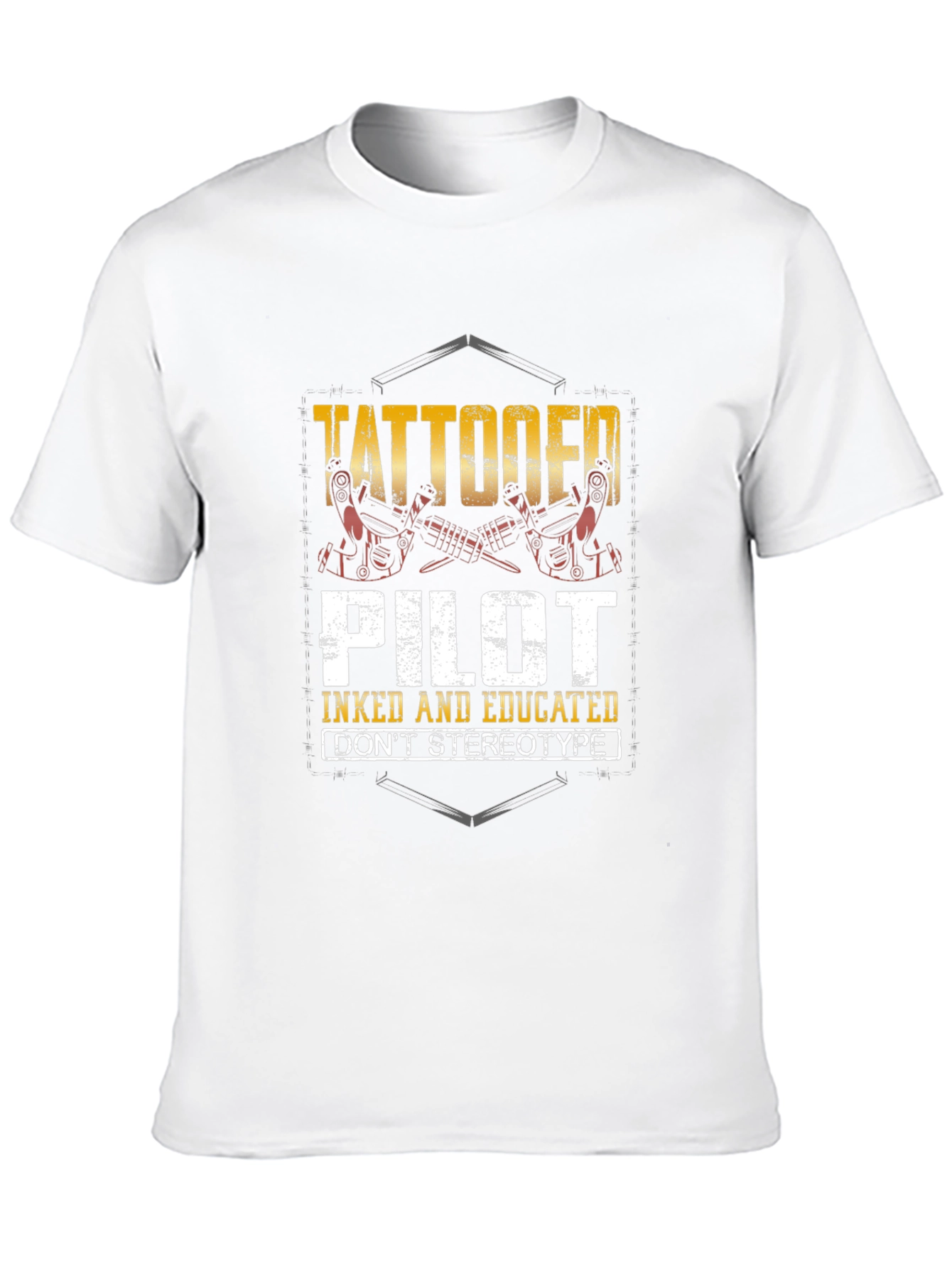 Tattooed Pilot Graphic Tee - Inked and Educated T-Shirt