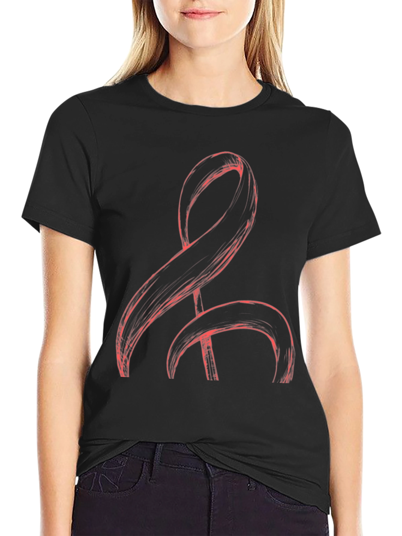 Abstract Red Graphic Tee - Mens Black T-Shirt