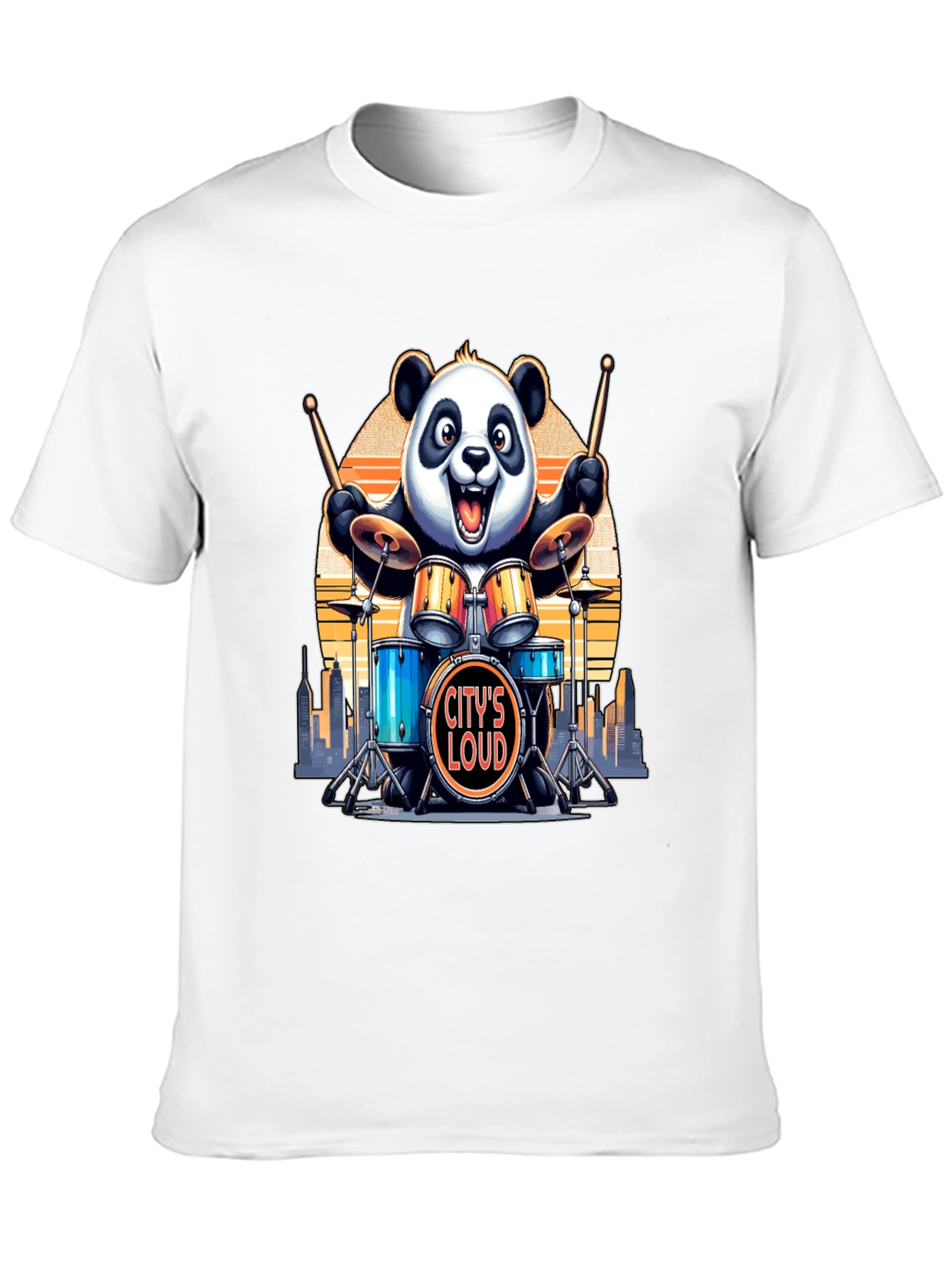 Citys Loud Panda Drummer T-Shirt