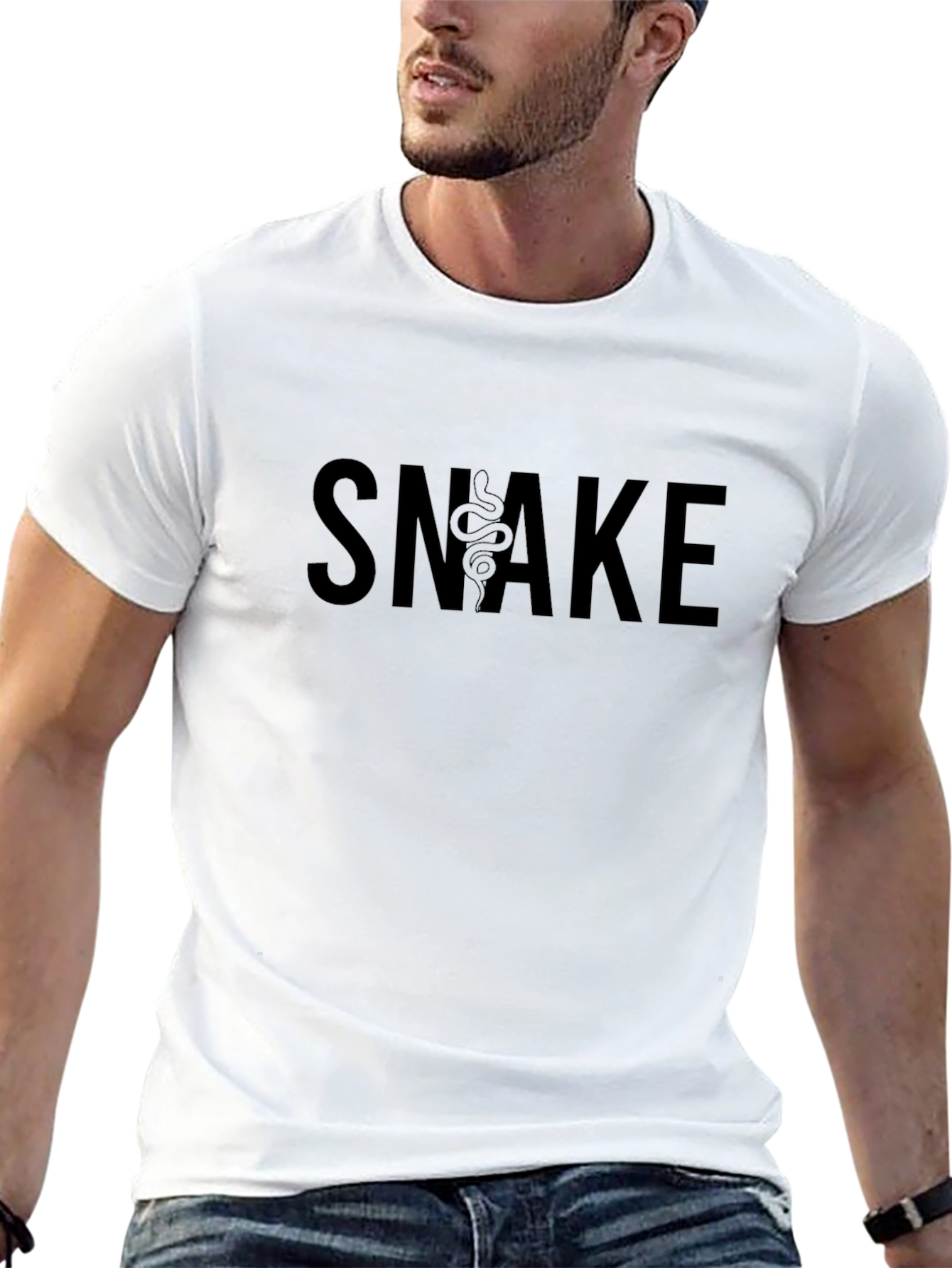 Snake Graphic Tee - Black Cotton Blend