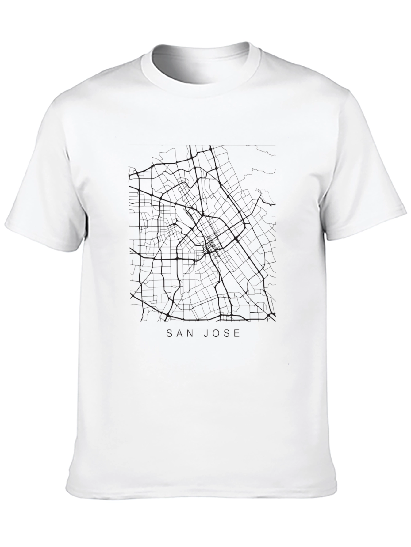 San Jose City Map T-Shirt - Black
