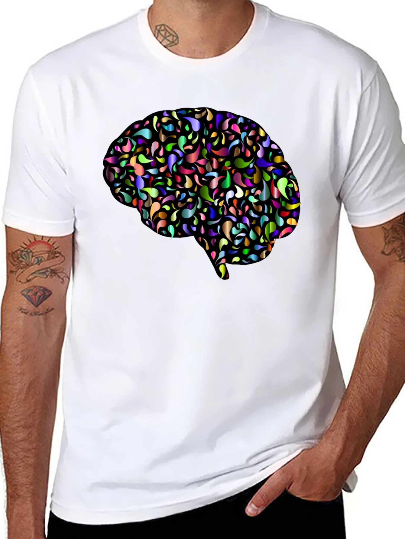 Abstract Brain Graphic T-Shirt - Black
