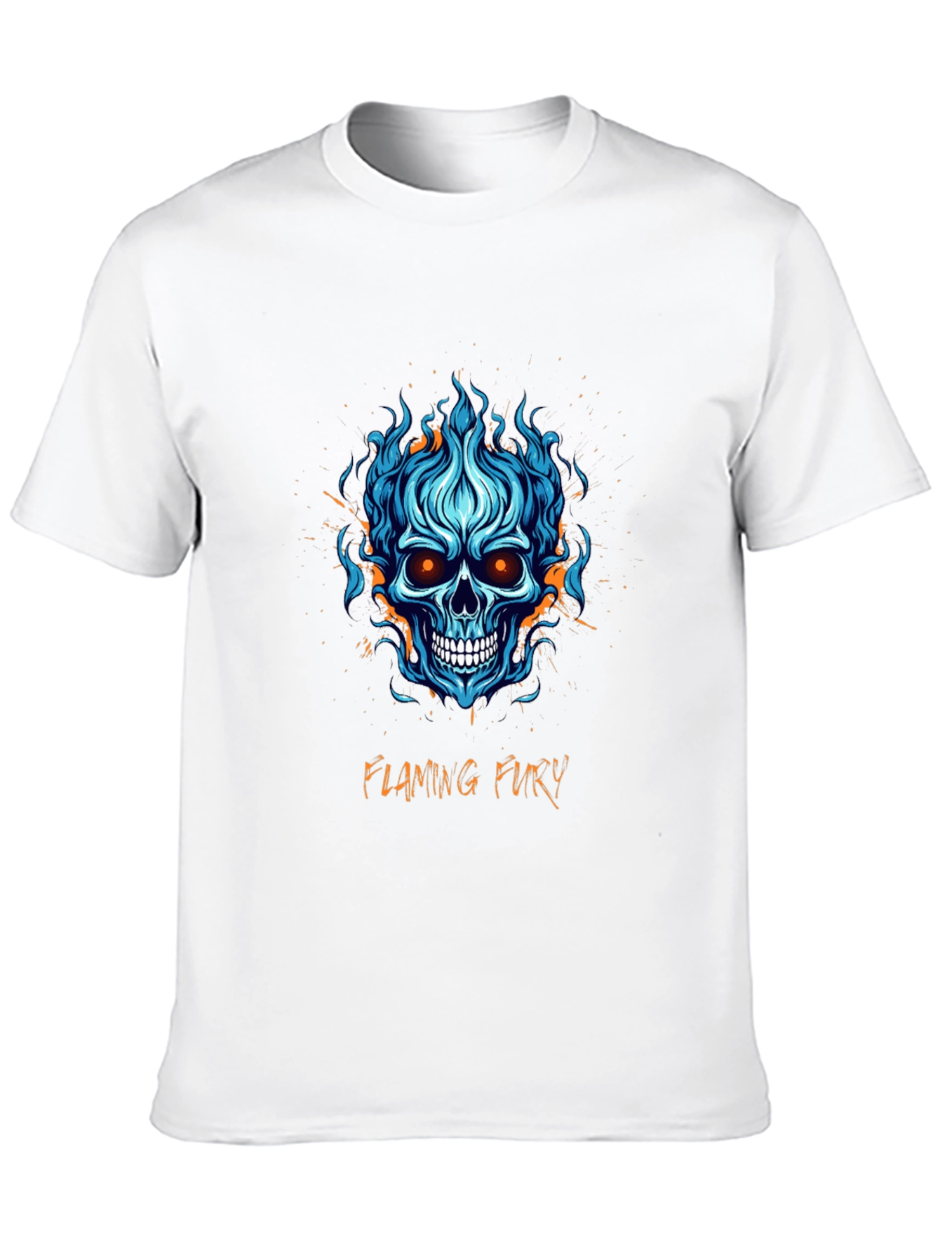 Flaming Fury Skull Graphic T-Shirt