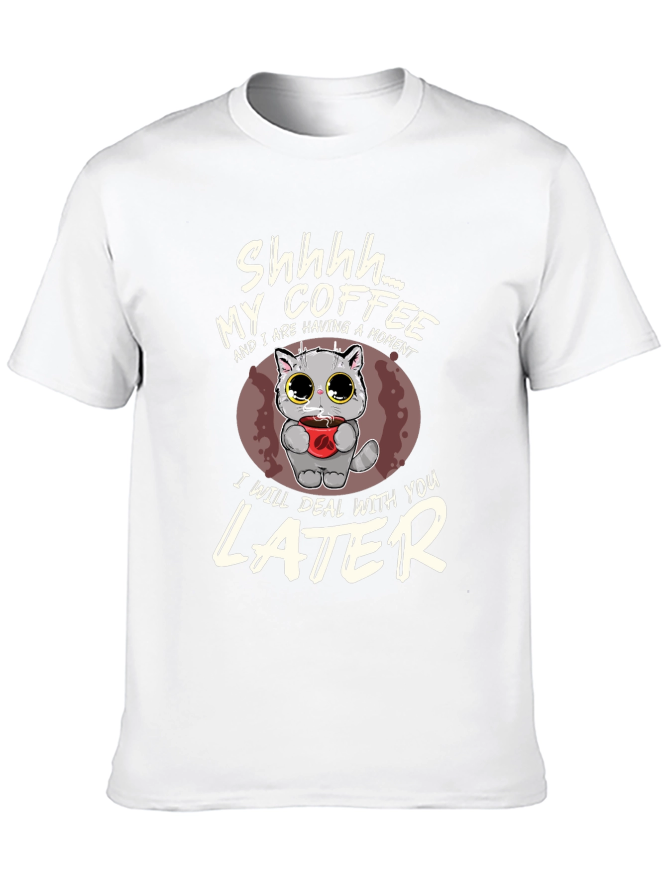 Shhhh Coffee Lover Cat T-Shirt