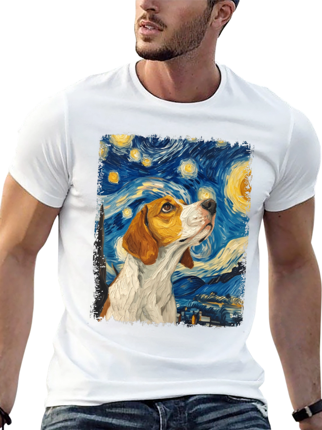 Starry Night Beagle T-Shirt - Unique Art Tee