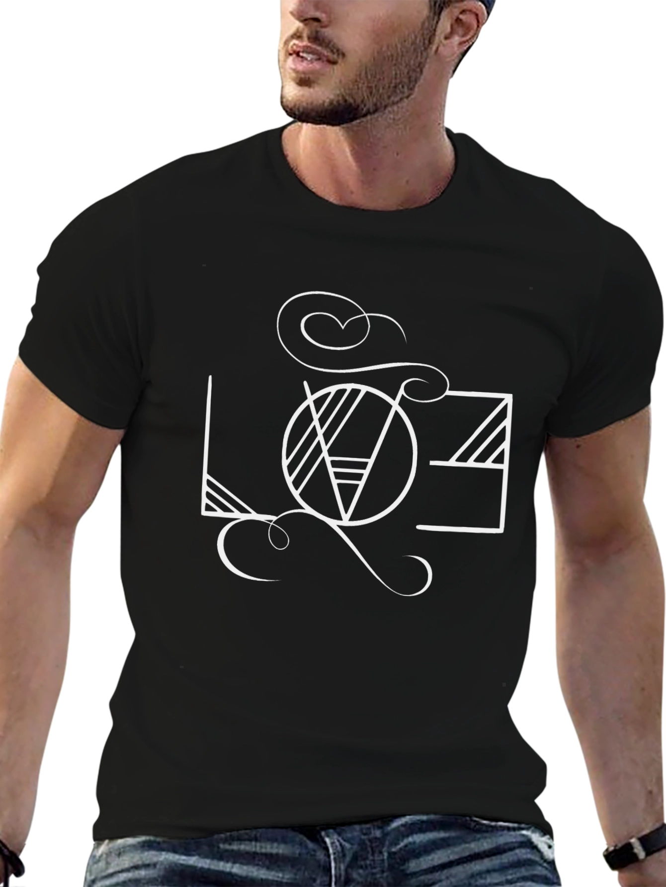 Abstract LOVE Graphic Black T-Shirt