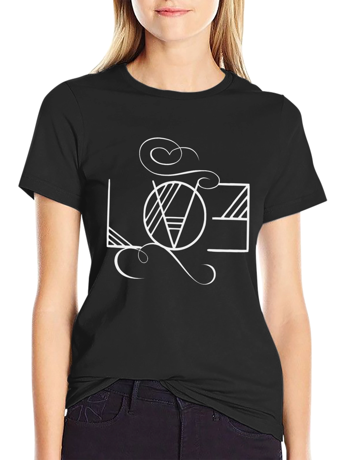 Abstract LOVE Graphic Black T-Shirt