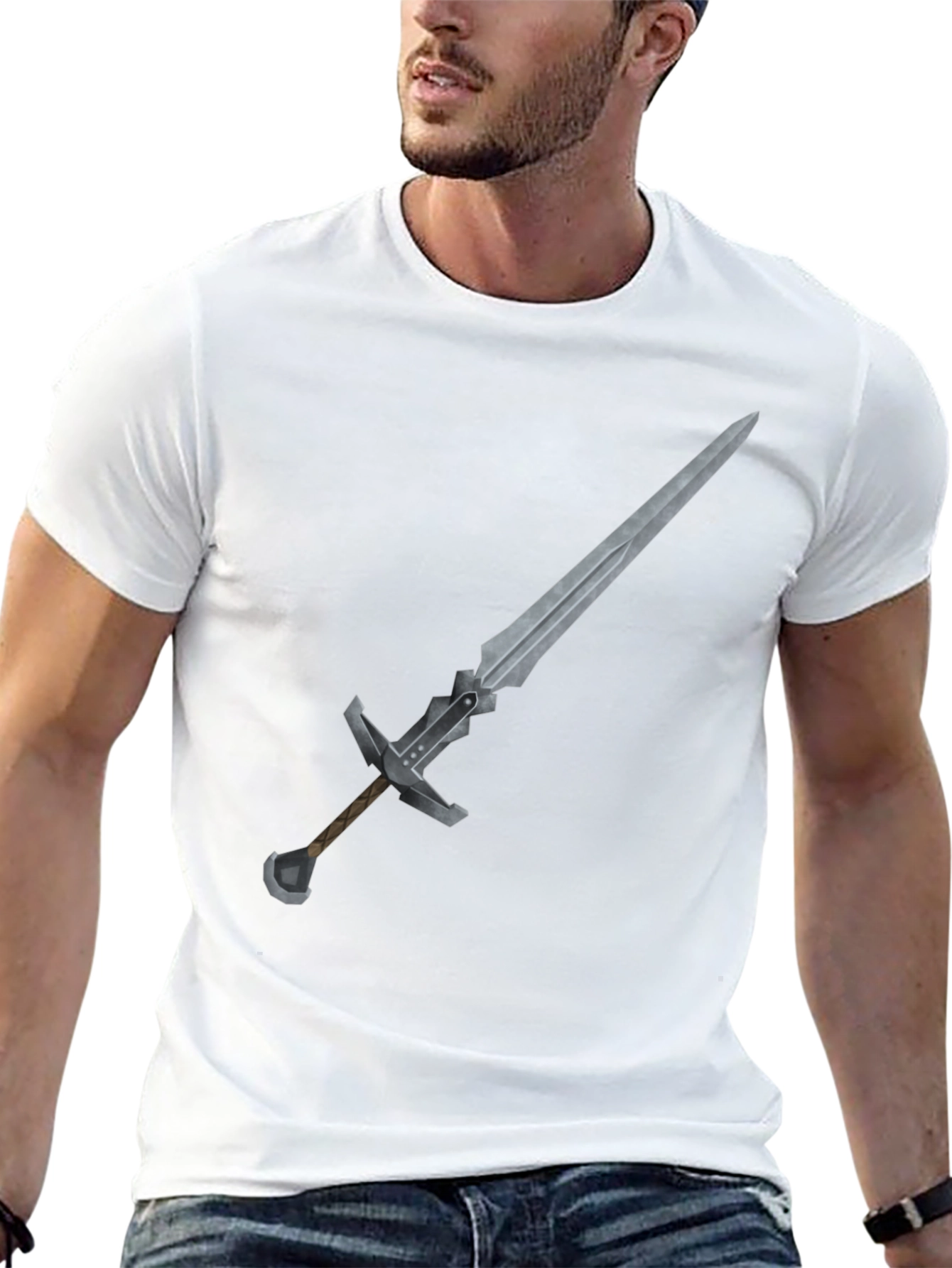 Sword Graphic Tee - Black Cotton T-Shirt