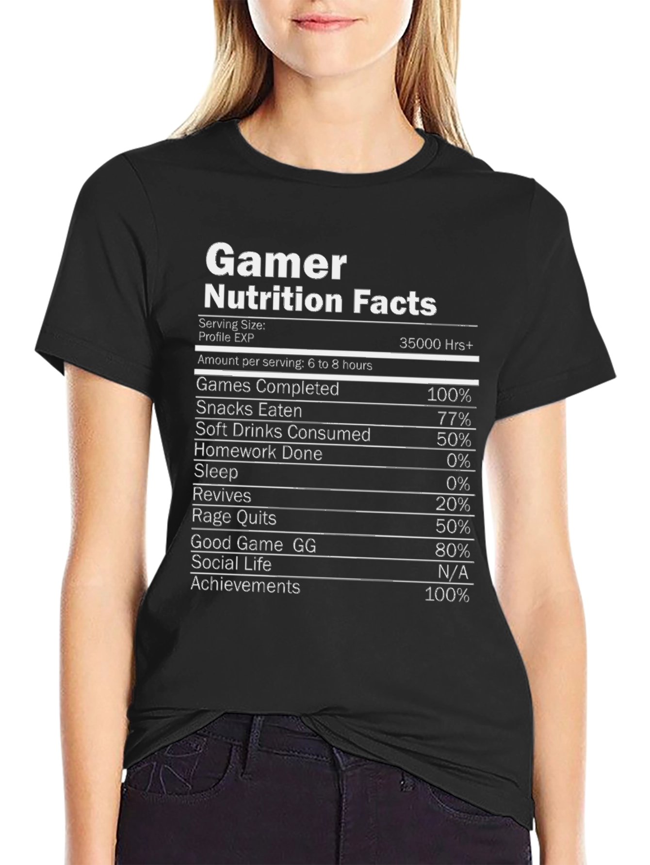 Gamer Nutrition Facts Novelty Graphic T-Shirt