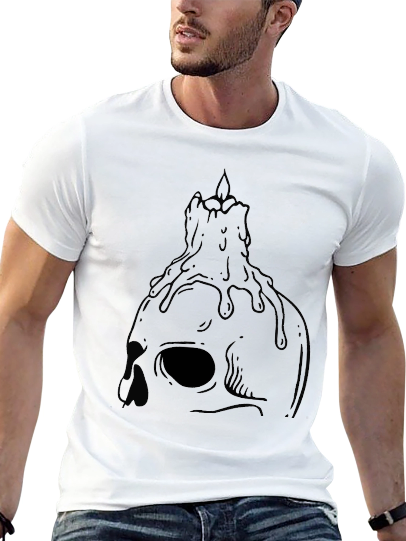 Skull Candle Graphic Tee - Edgy Streetwear
