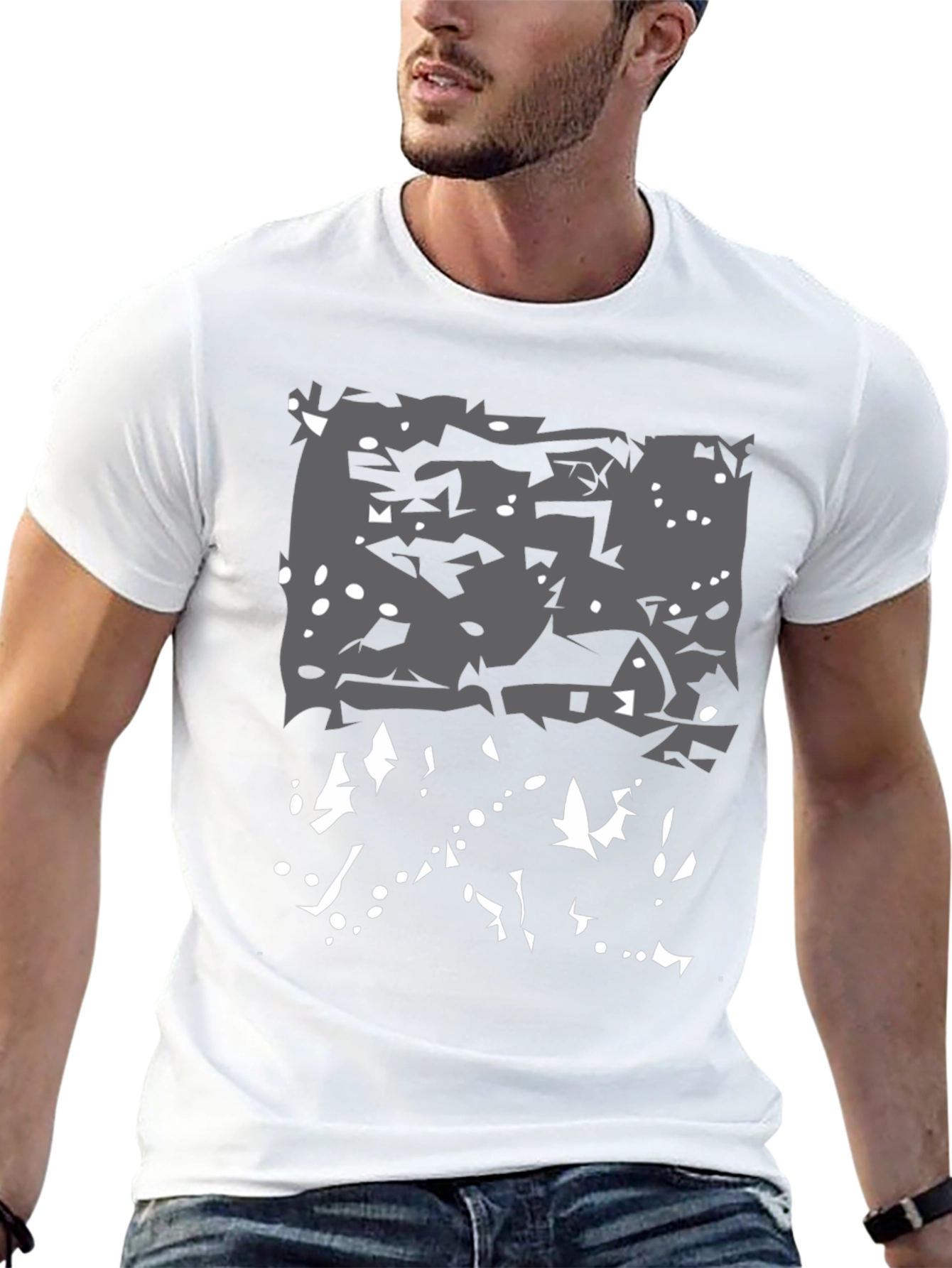 Abstract Winter Scene Black T-Shirt