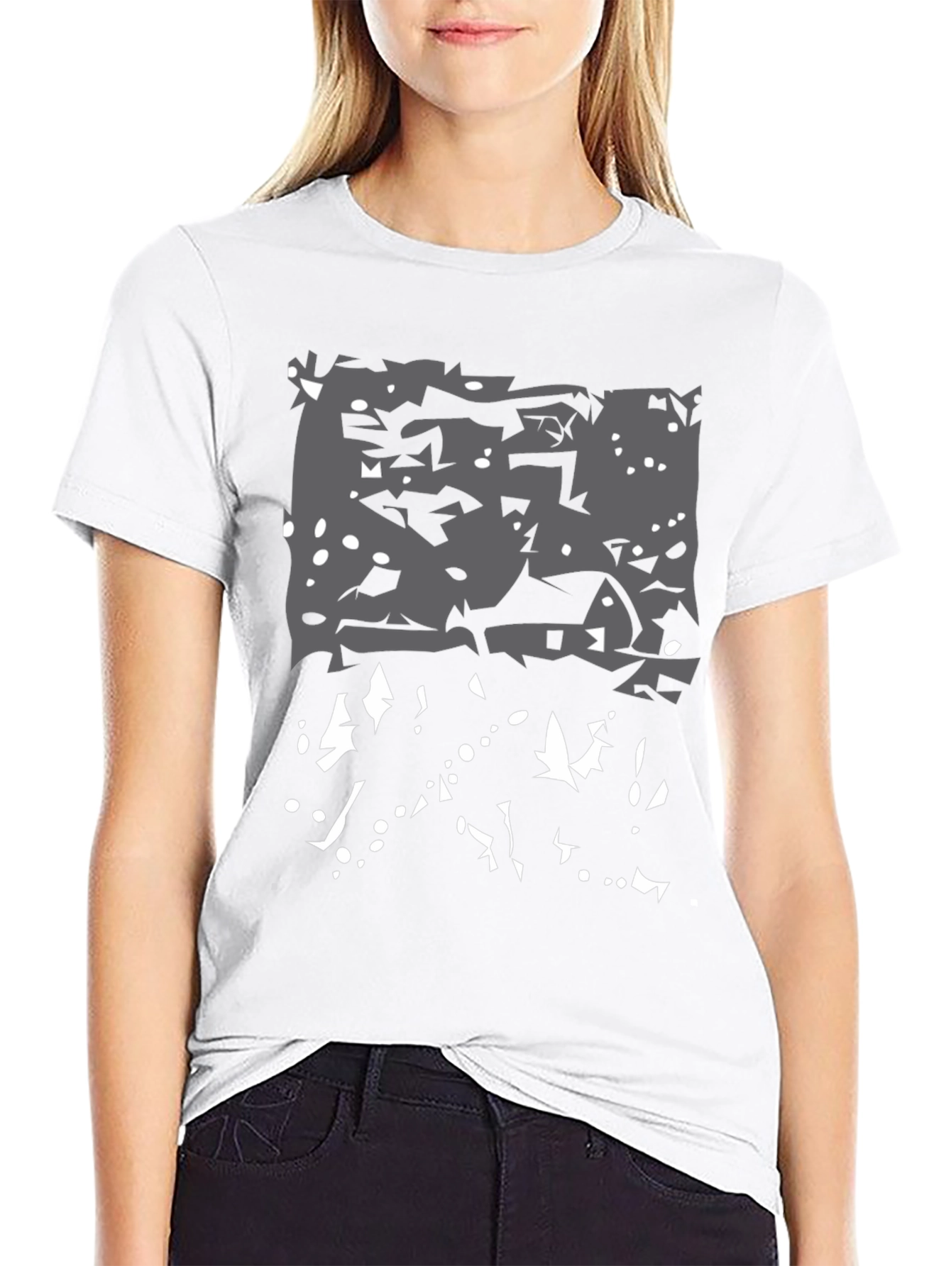 Abstract Winter Scene Black T-Shirt