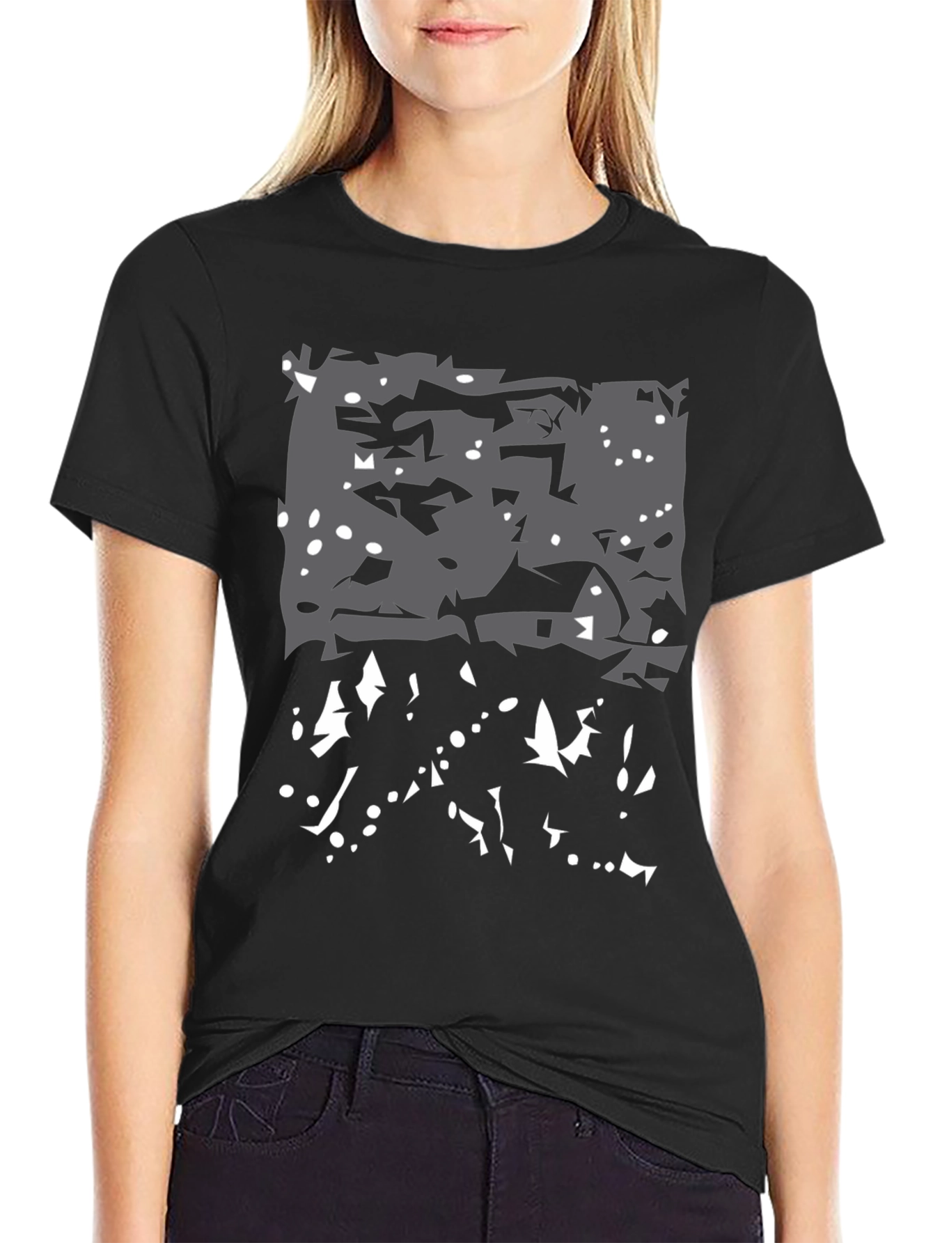 Abstract Winter Scene Black T-Shirt