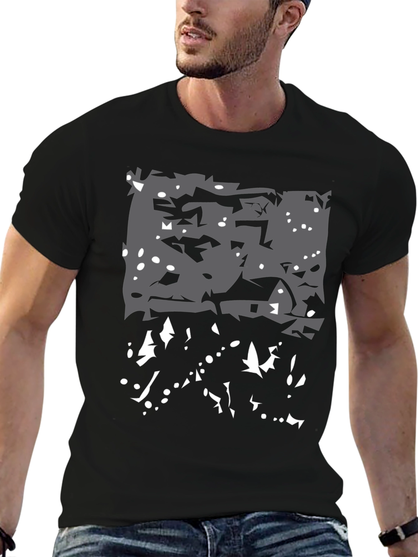 Abstract Winter Scene Black T-Shirt