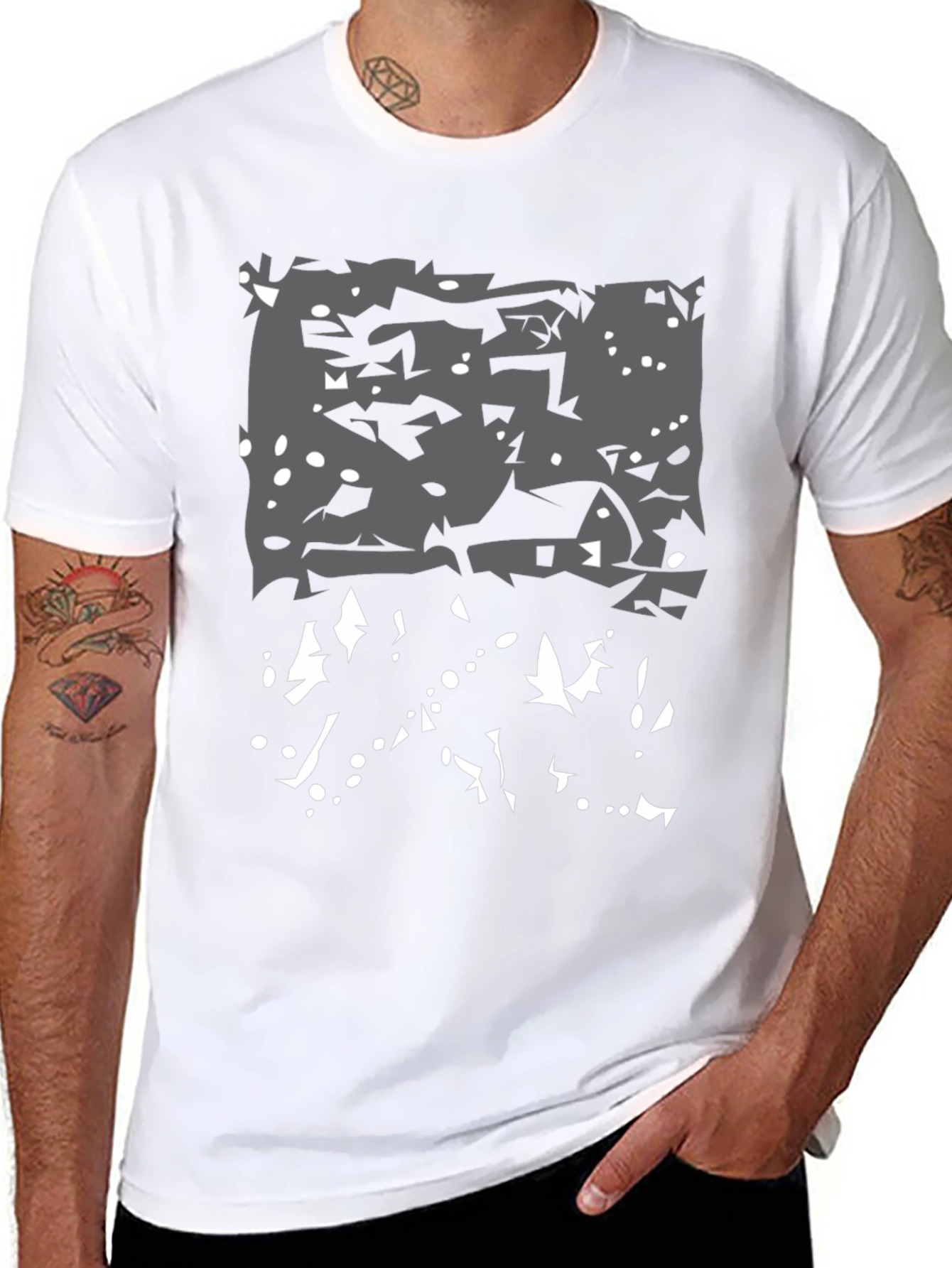 Abstract Winter Scene Black T-Shirt