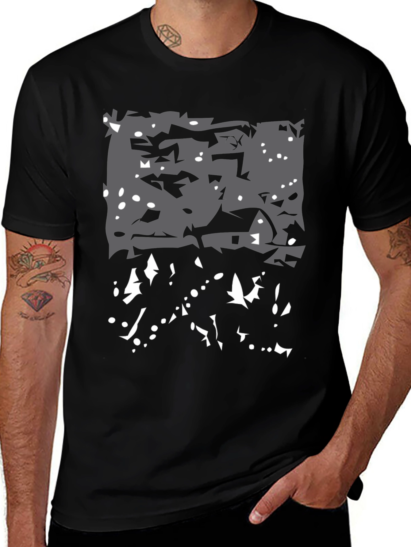 Abstract Winter Scene Black T-Shirt