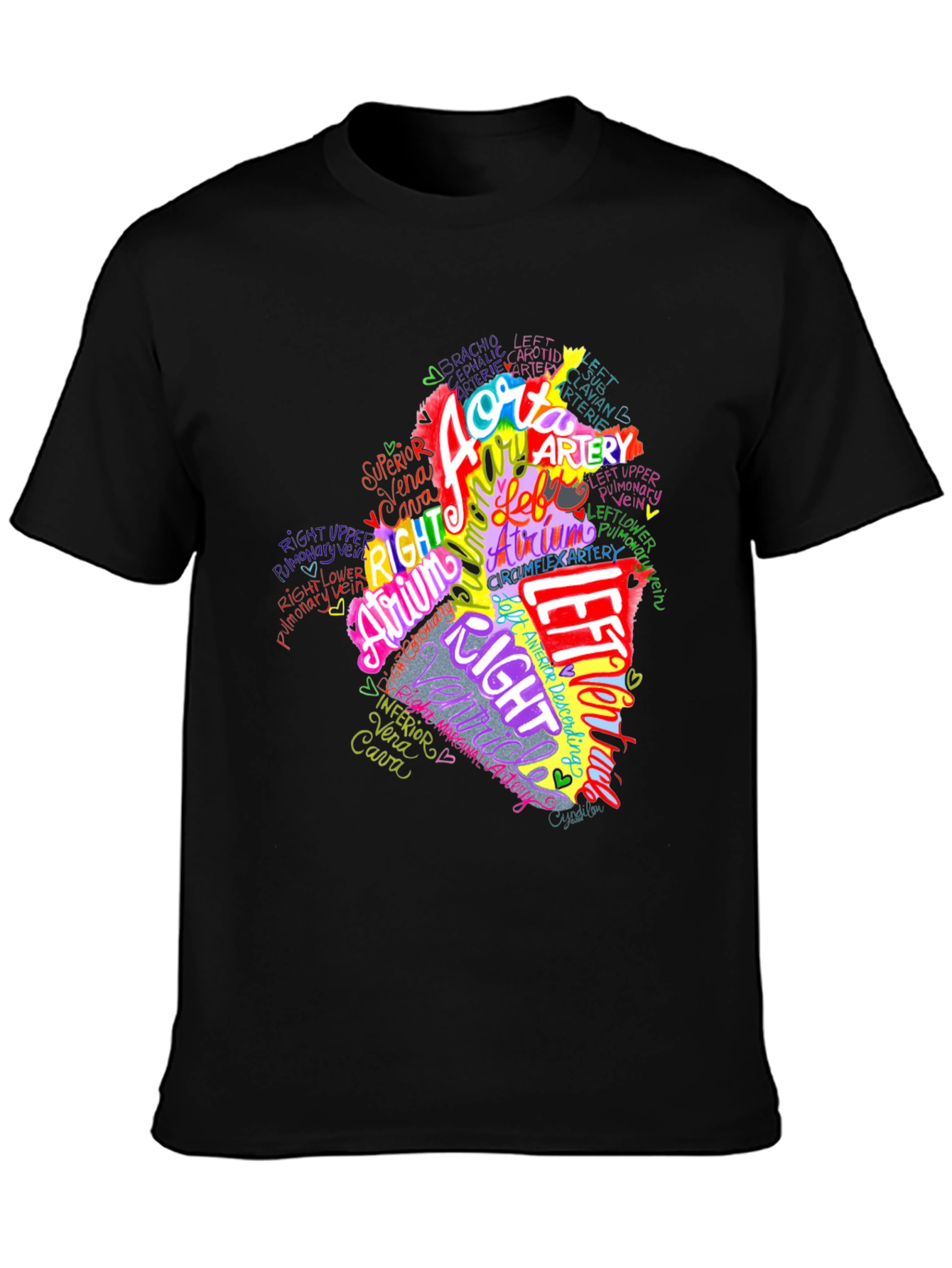 Anatomical Heart Word Art Graphic Tee