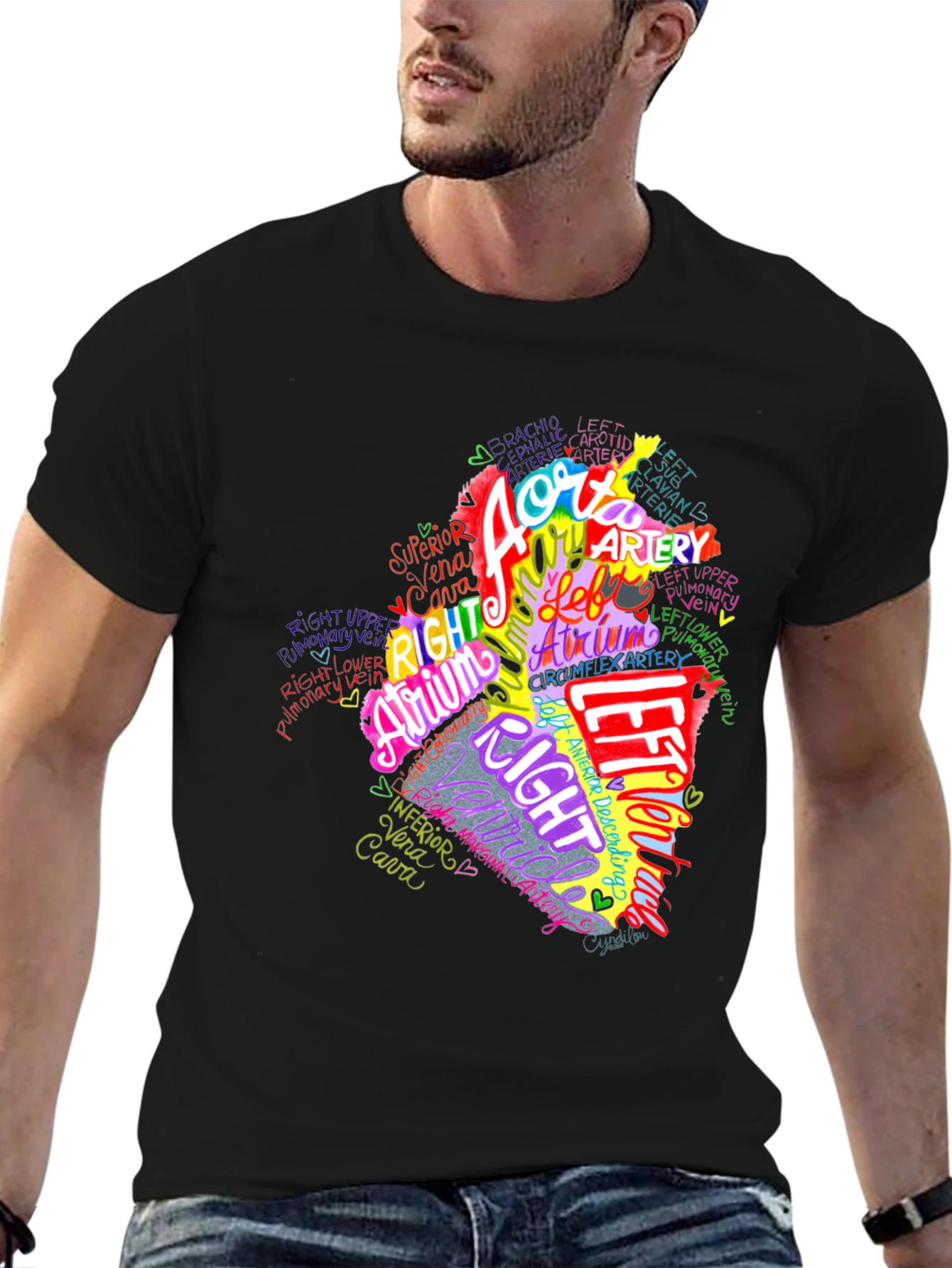 Anatomical Heart Word Art Graphic Tee
