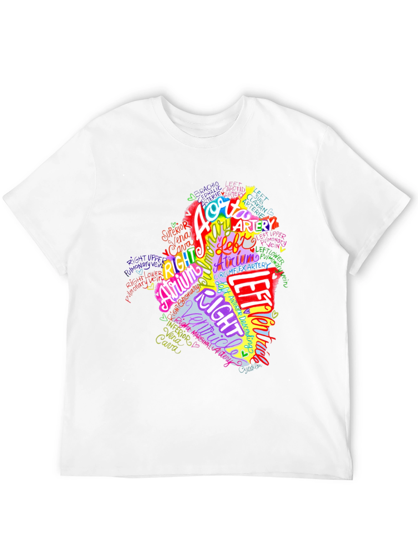 Anatomical Heart Word Art Graphic Tee