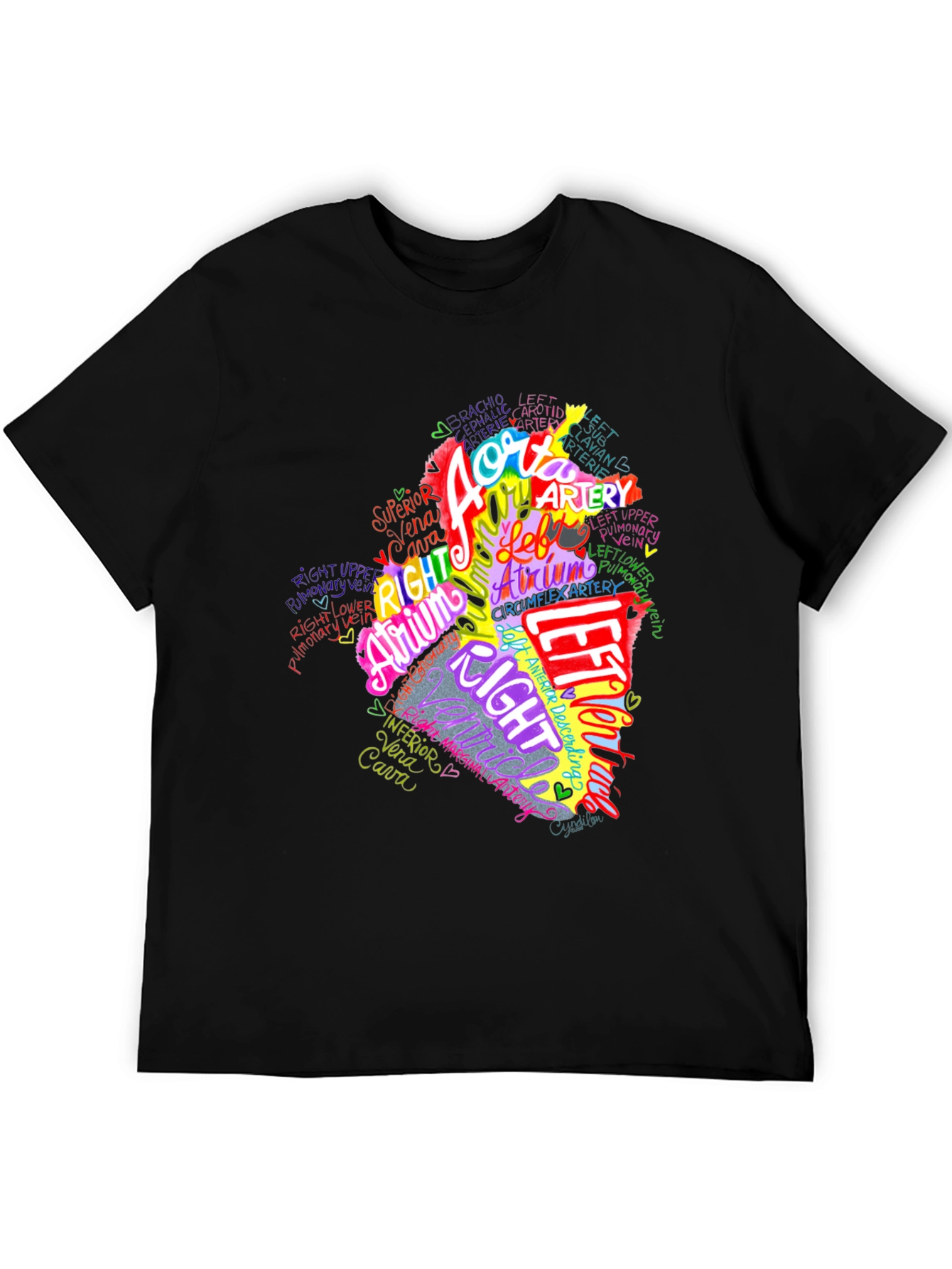 Anatomical Heart Word Art Graphic Tee