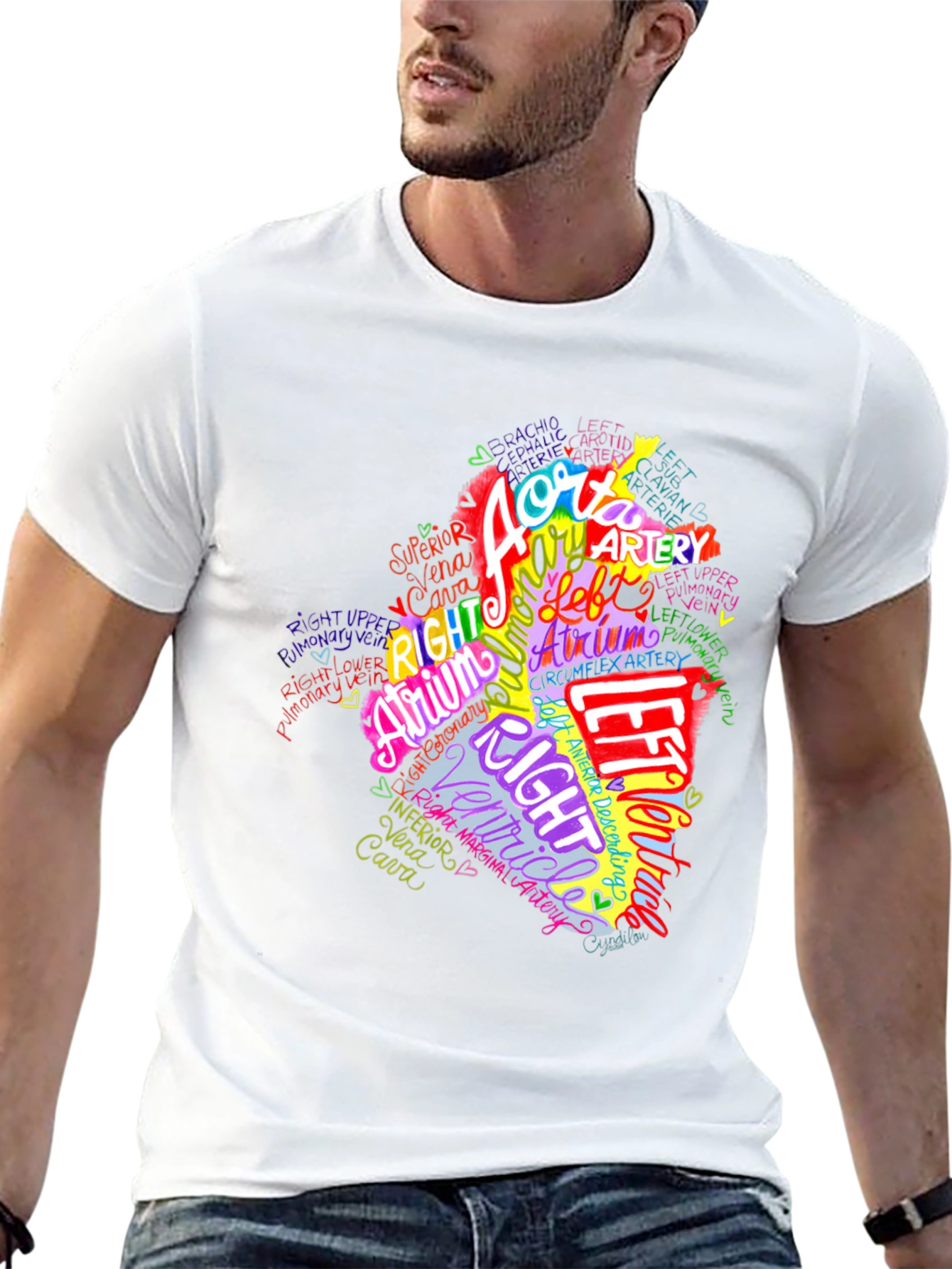 Anatomical Heart Word Art Graphic Tee