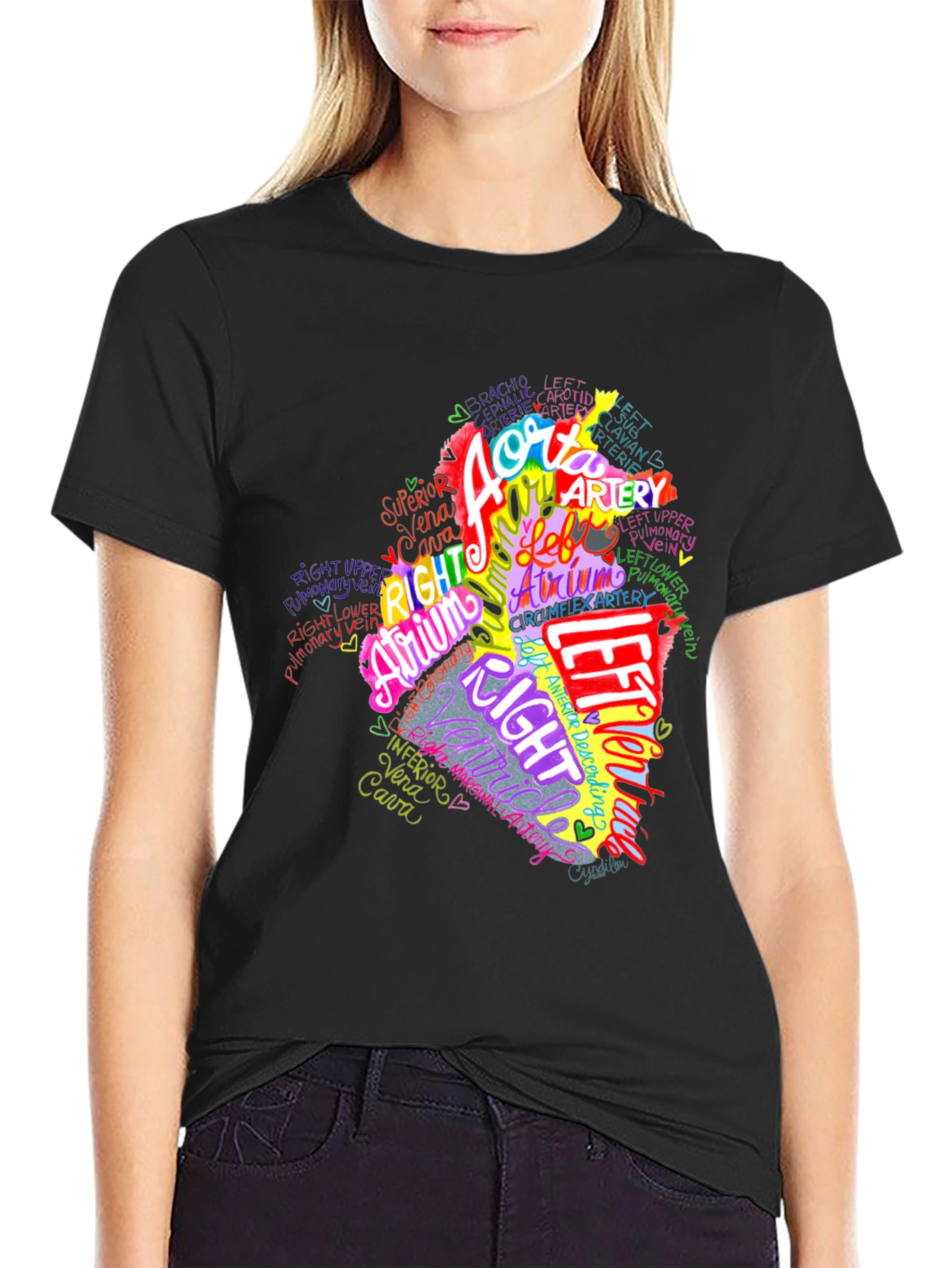 Anatomical Heart Word Art Graphic Tee