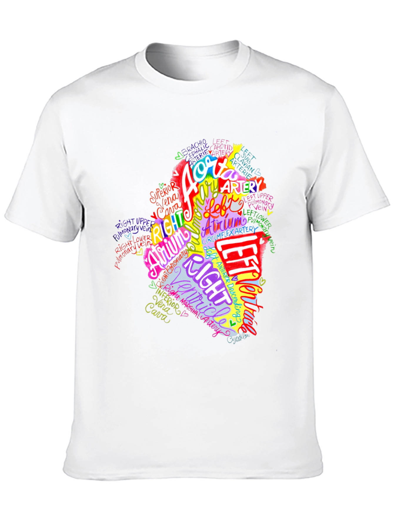 Anatomical Heart Word Art Graphic Tee