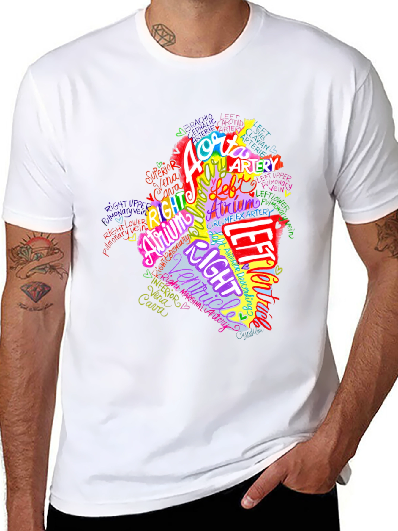 Anatomical Heart Word Art Graphic Tee