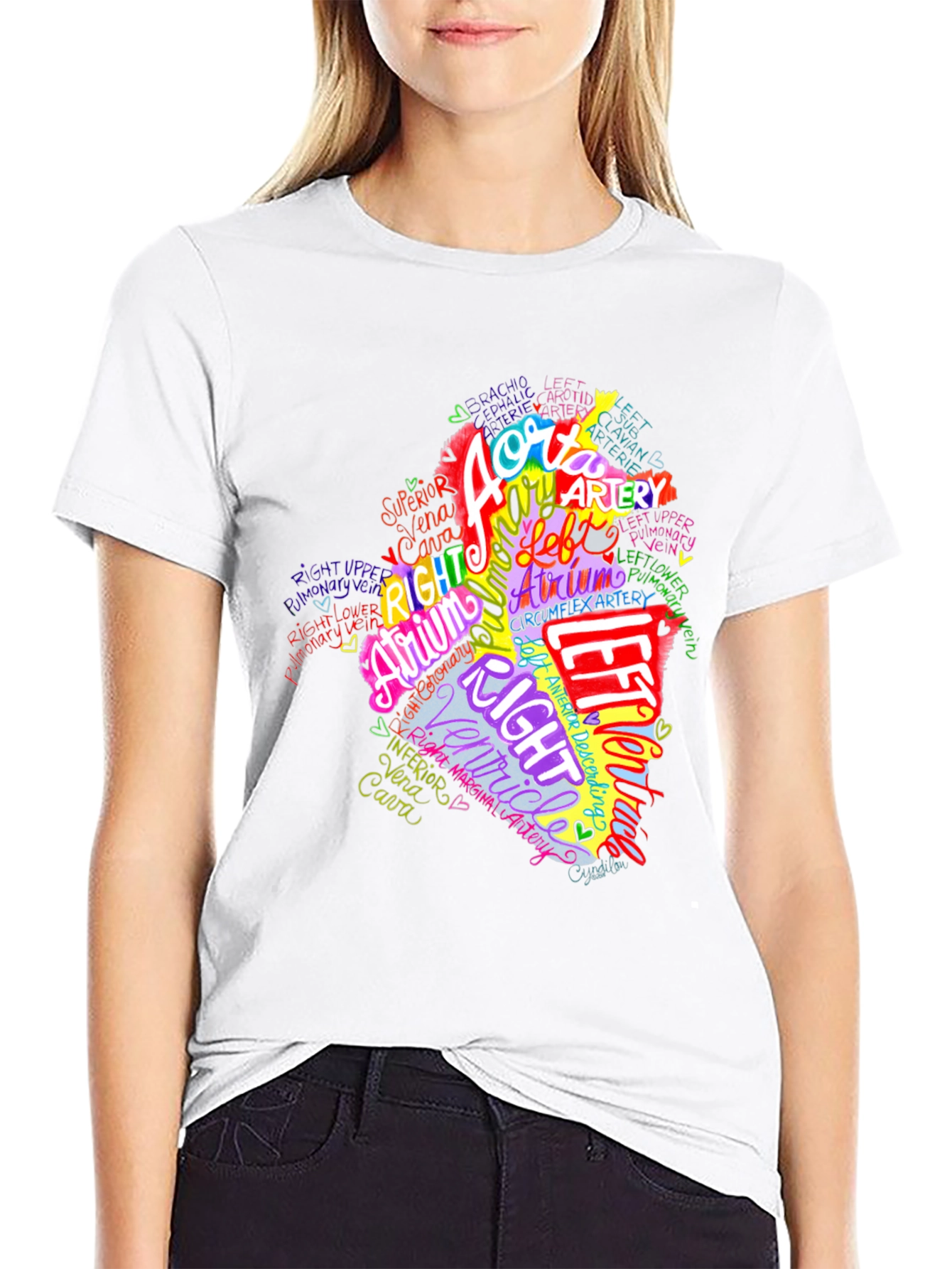 Anatomical Heart Word Art Graphic Tee