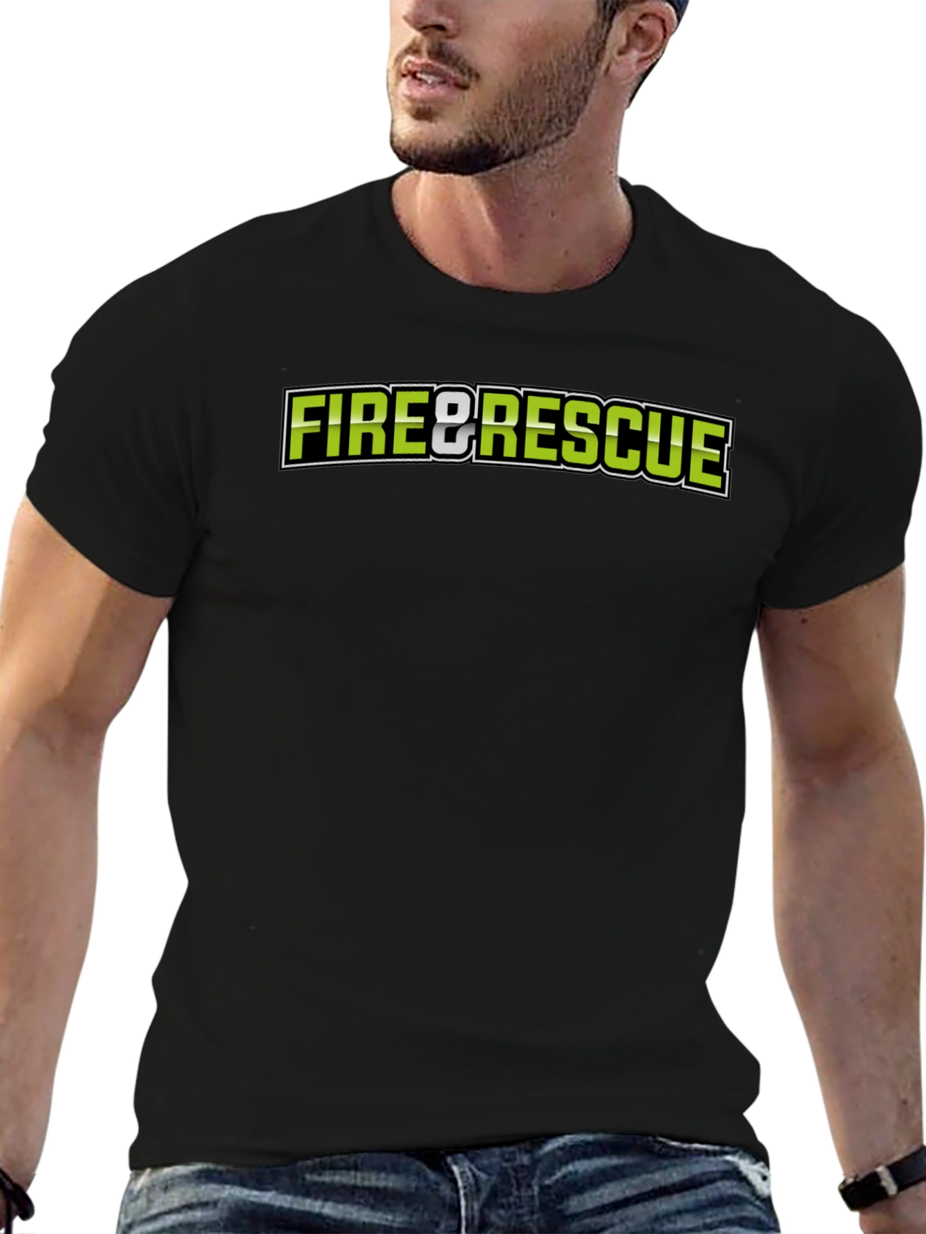 Fire & Rescue Black Graphic T-Shirt