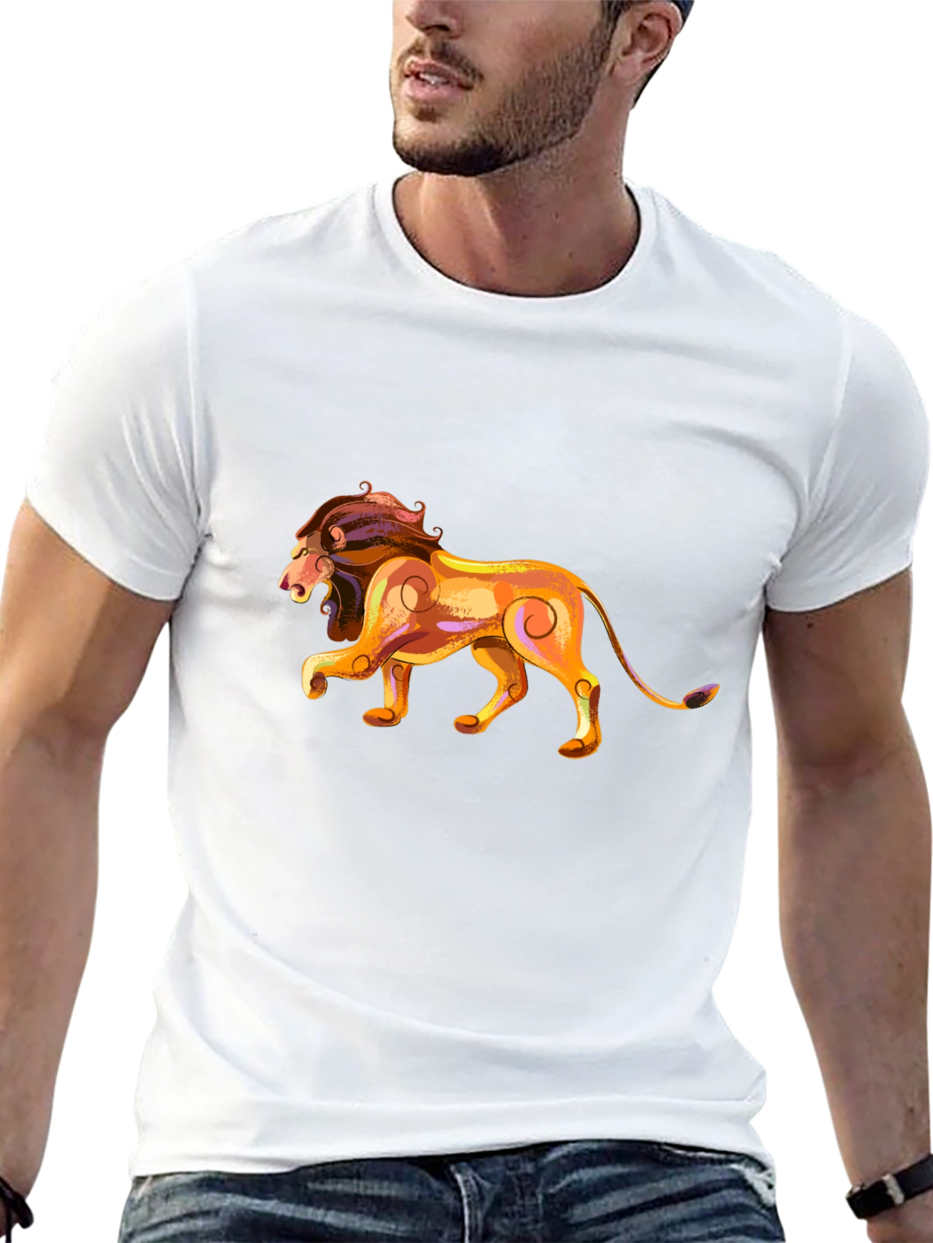 Lion Graphic Black Tee - Zodiac Style