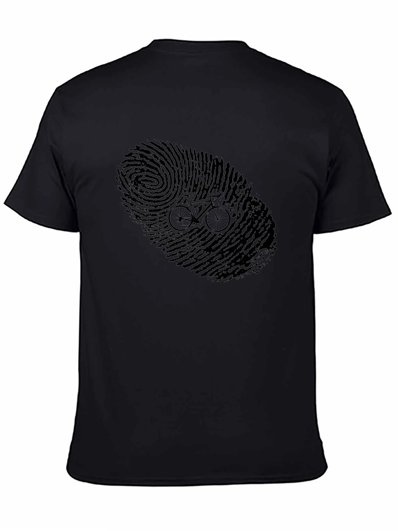 Fingerprint Bike Graphic Tee - Black Cotton Shirt
