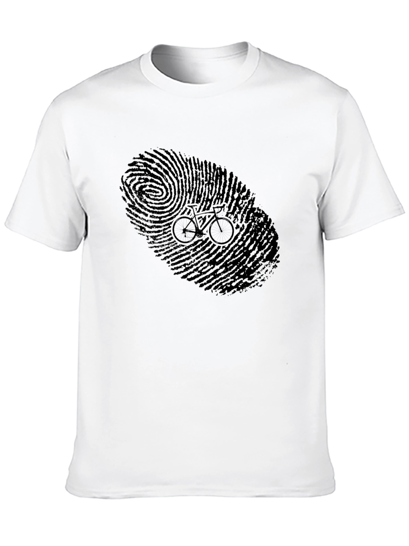 Fingerprint Bike Graphic Tee - Black Cotton Shirt