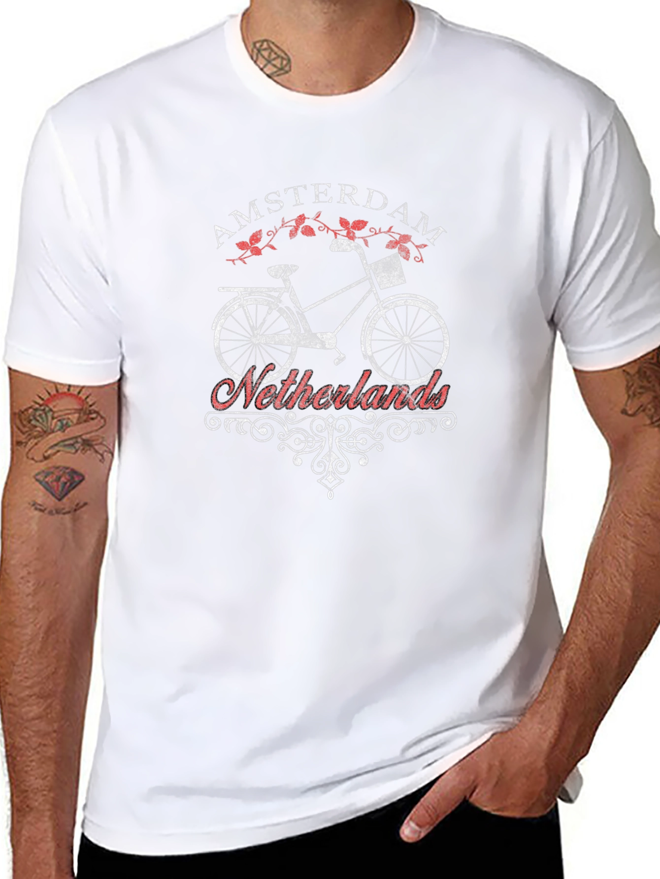 Amsterdam Netherlands Bike T-Shirt - Black