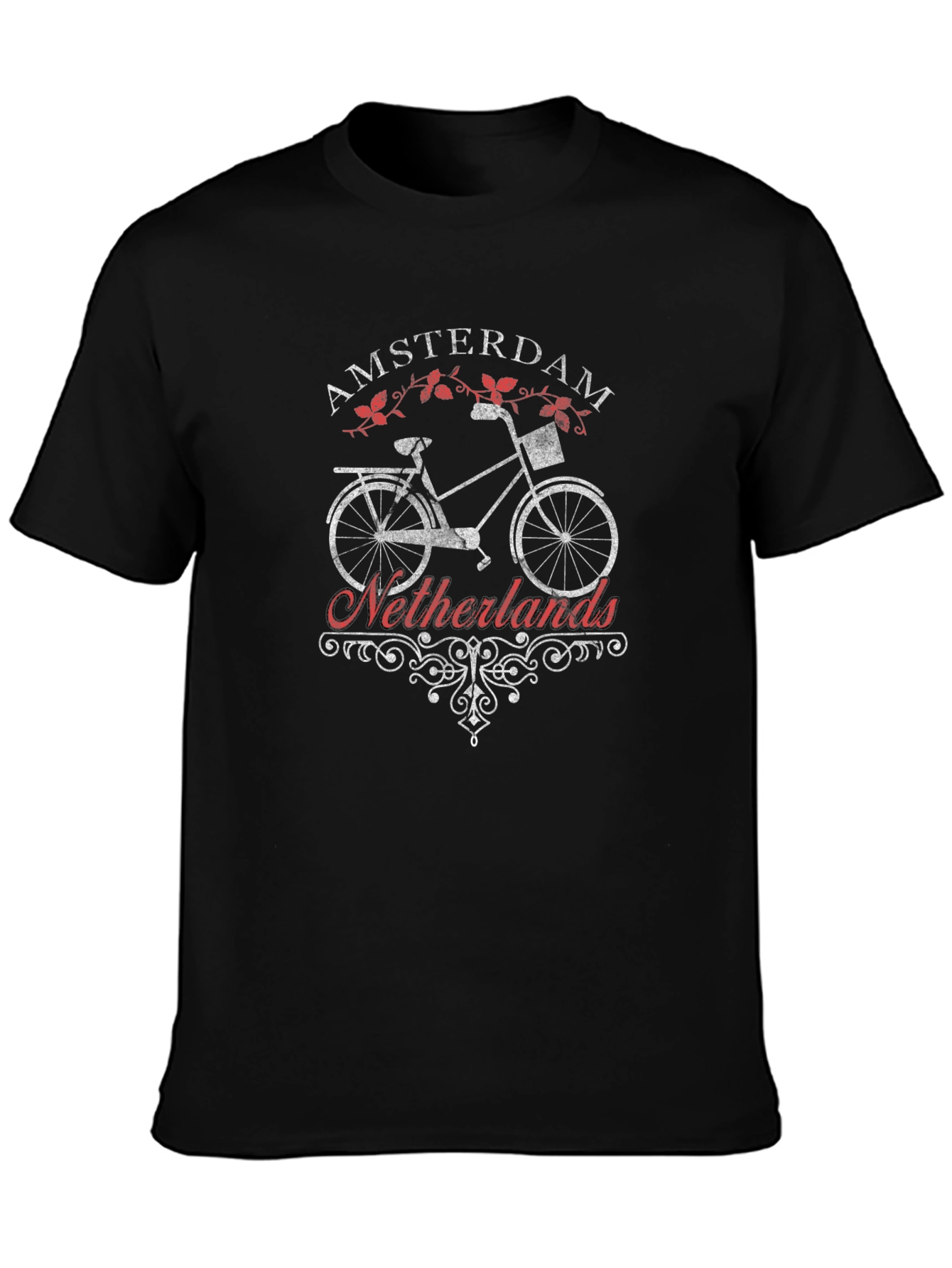 Amsterdam Netherlands Bike T-Shirt - Black