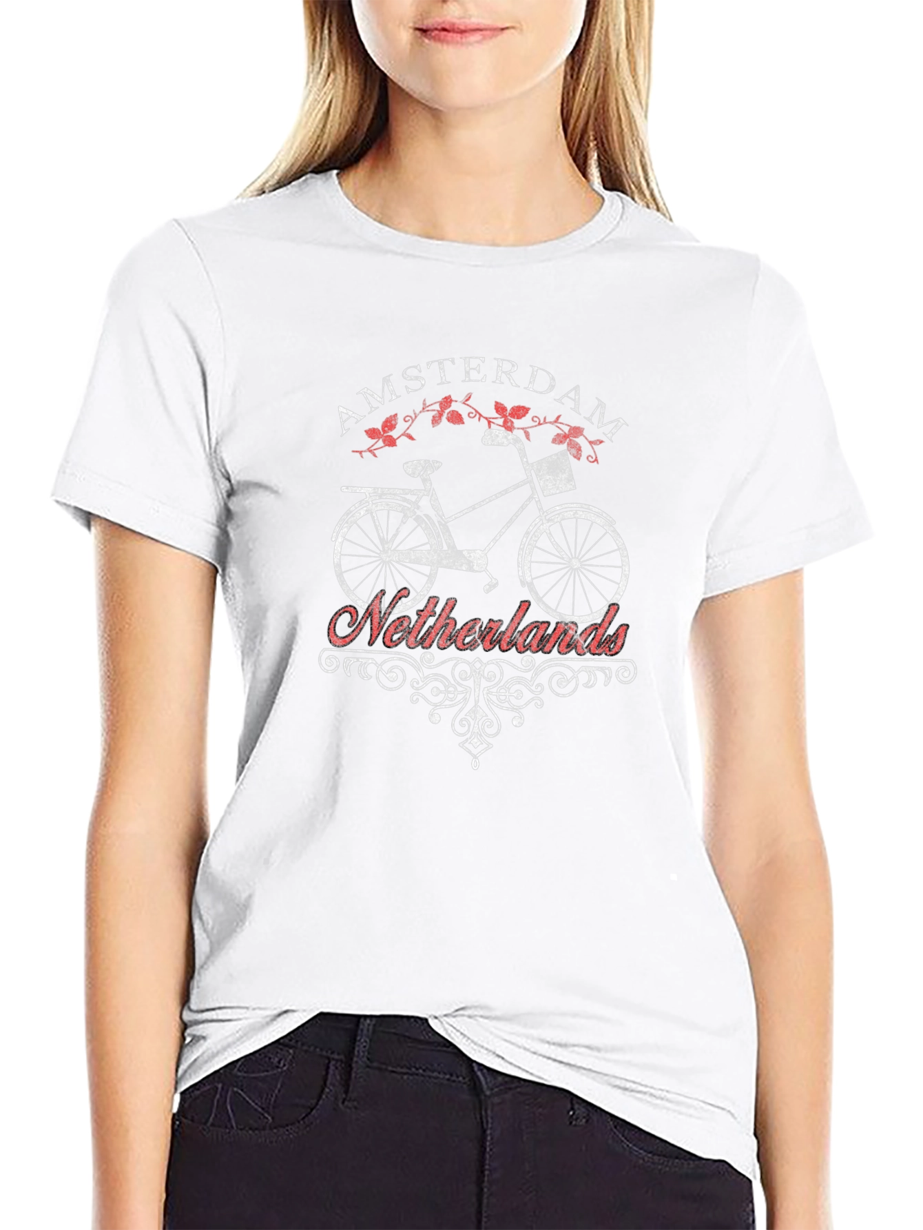 Amsterdam Netherlands Bike T-Shirt - Black