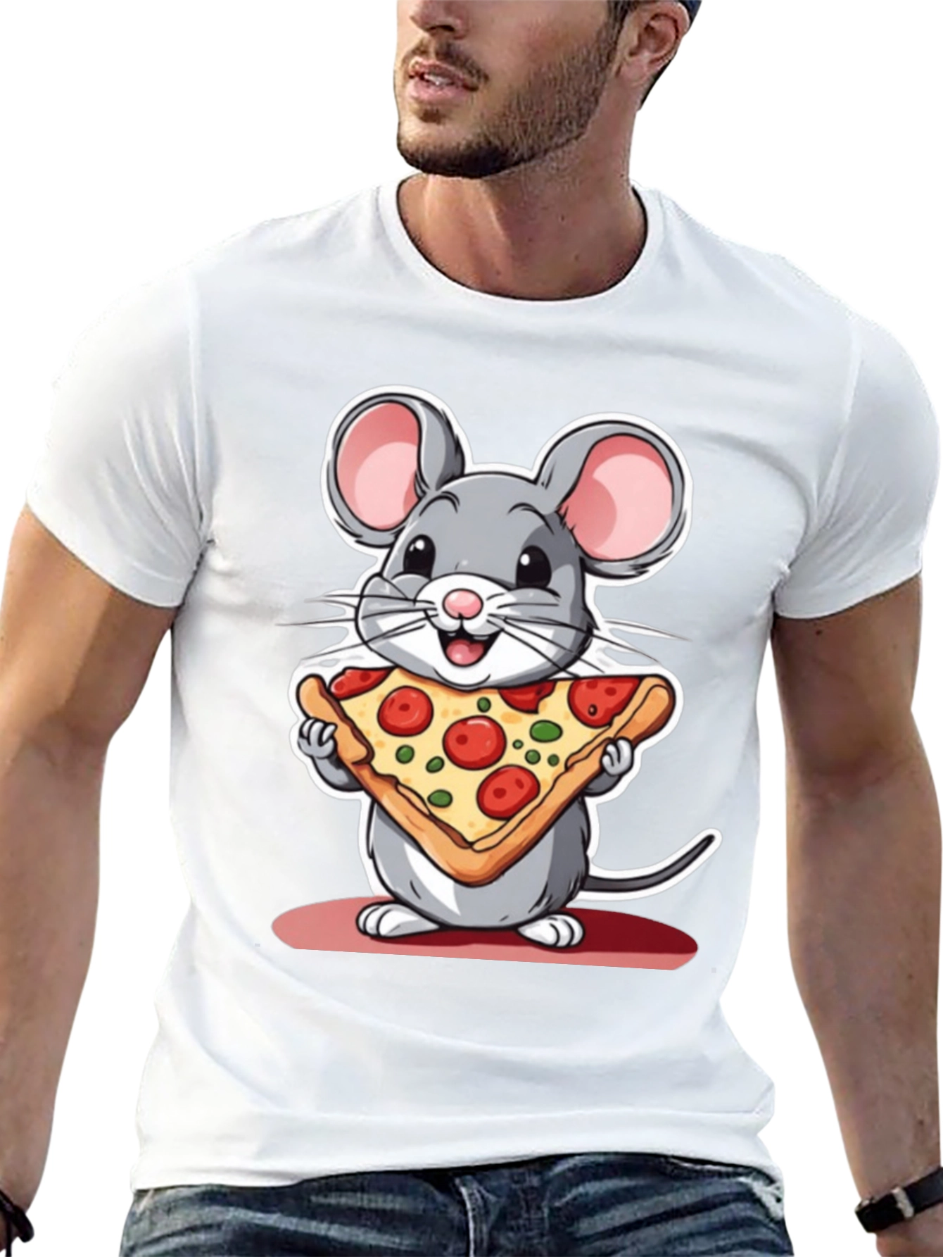 Cartoon Mouse Pizza Graphic Tee