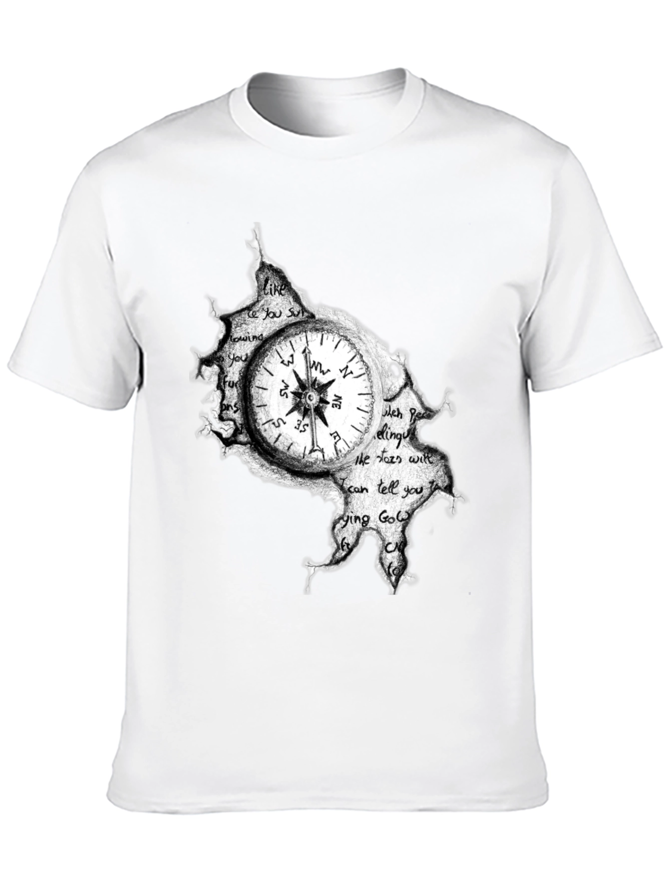 Compass Graphic Print Mens Black T-Shirt