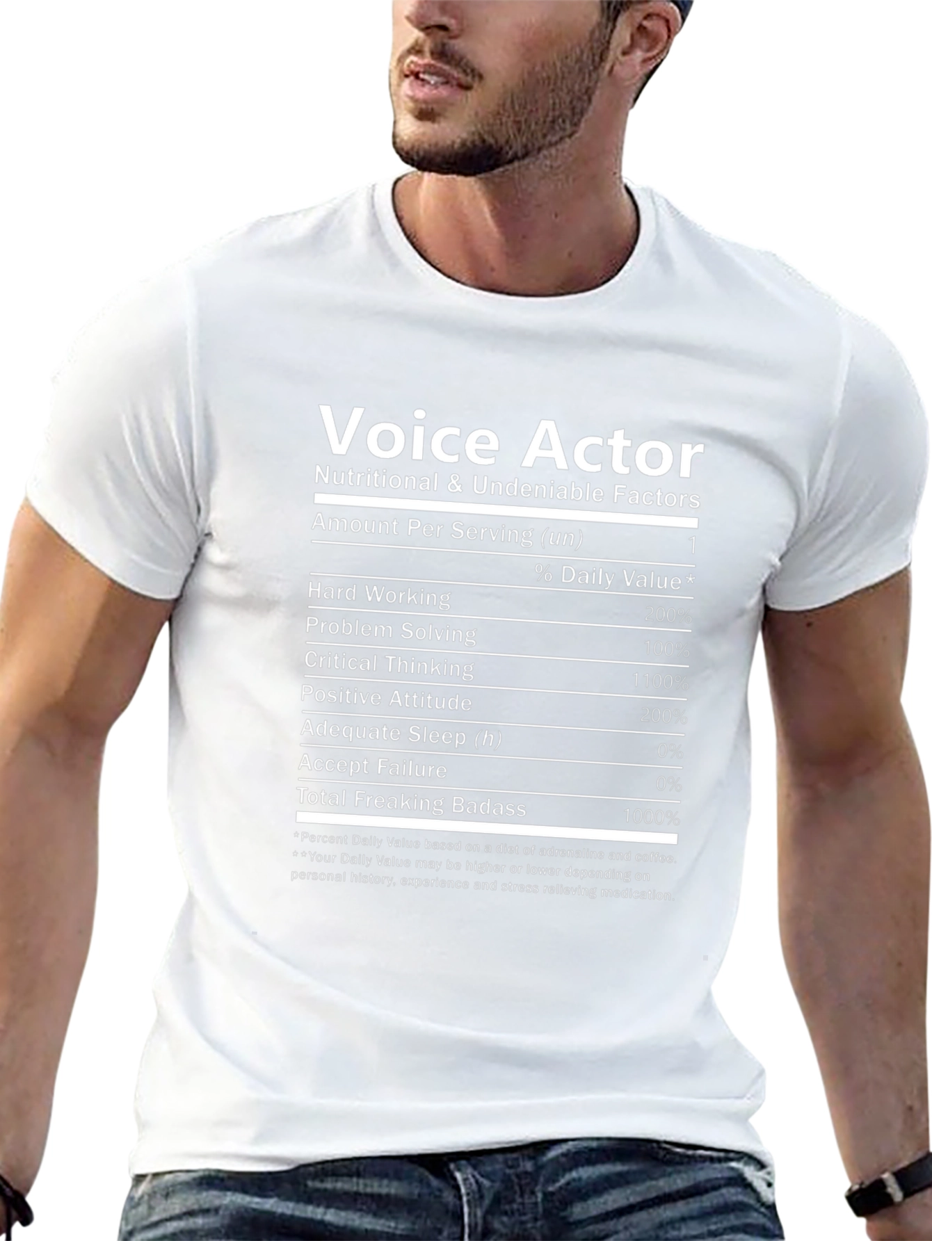 Voice Actor Nutritional Facts T-Shirt - Black
