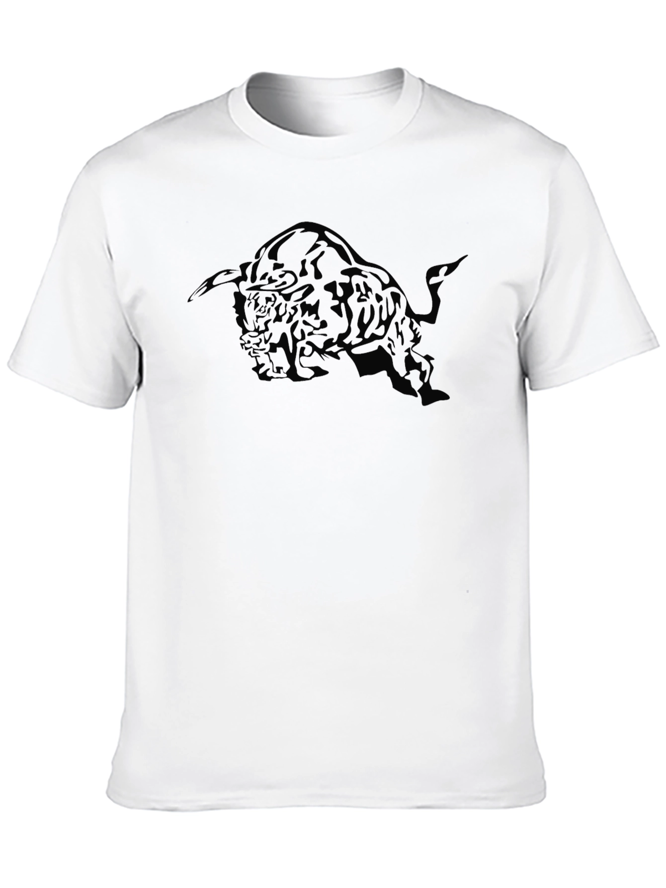 Mens Black Graphic Tee - Charging Bull Design
