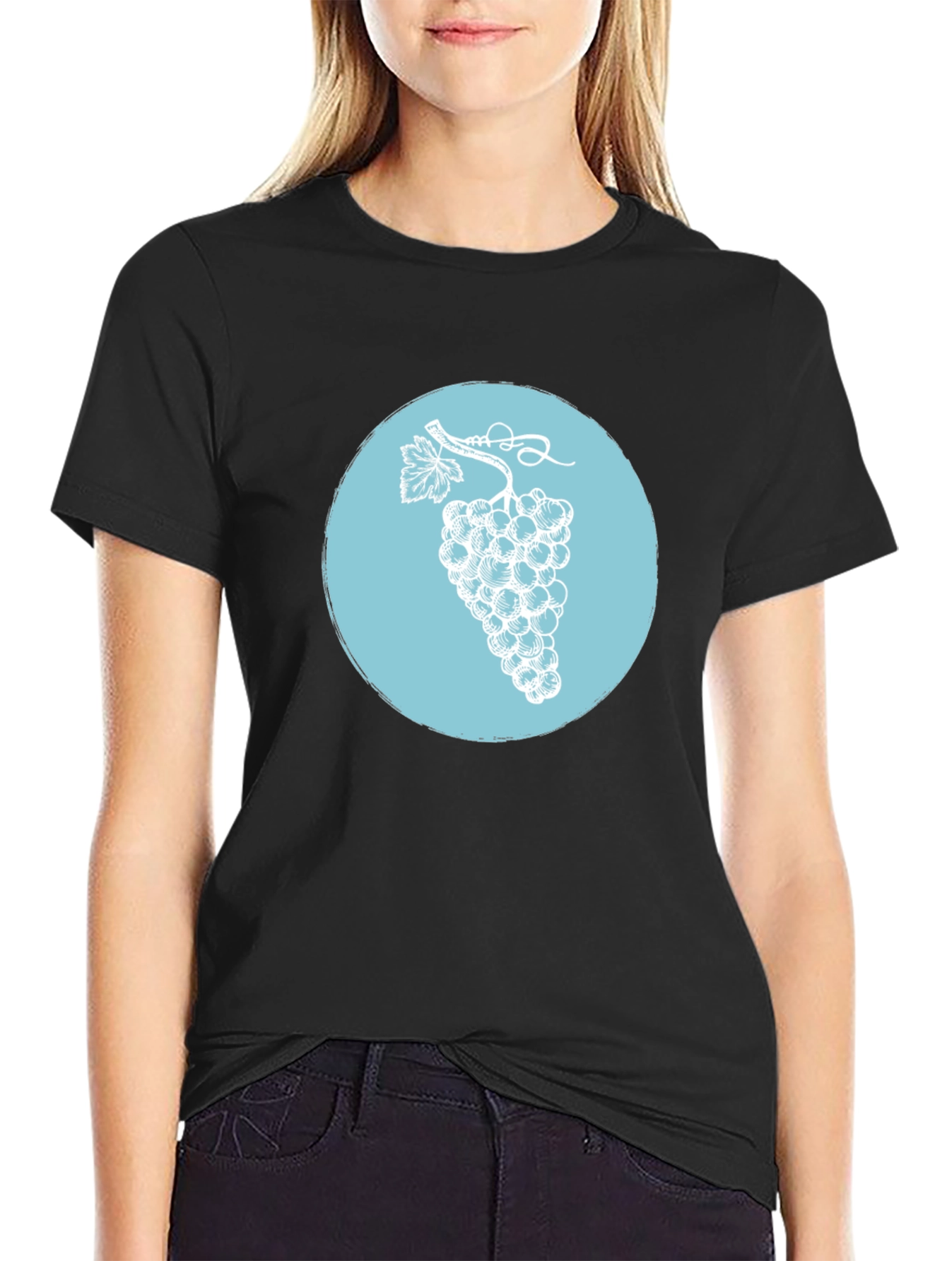 Grapes Graphic T-Shirt - Black Casual Tee