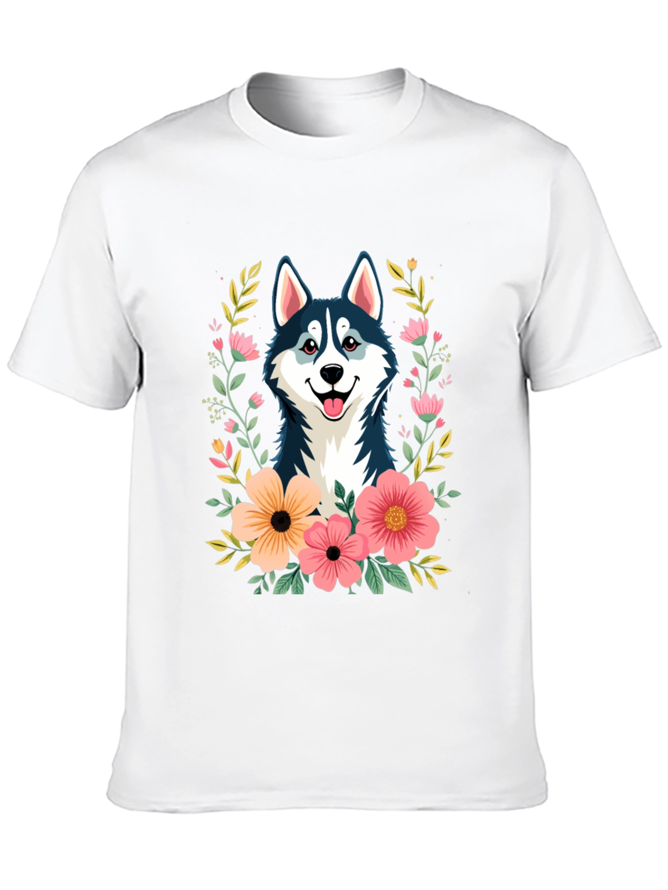 Husky Floral T-Shirt - Black Graphic Tee