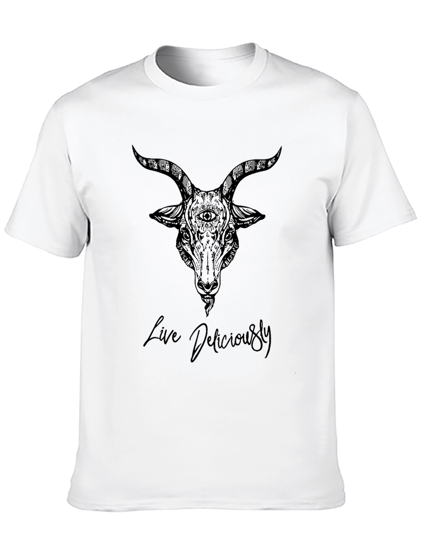 Live Deliciously Goat Tee - Soft Black Cotton