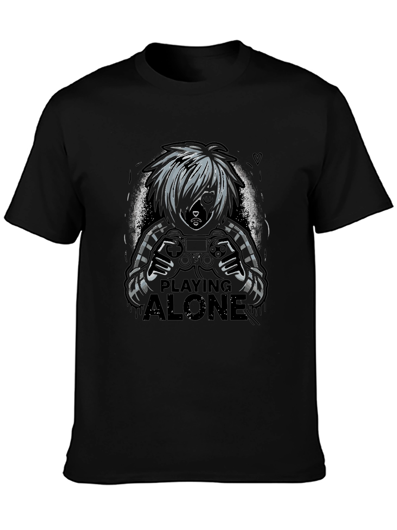 Gamer Playing Alone Black T-Shirt