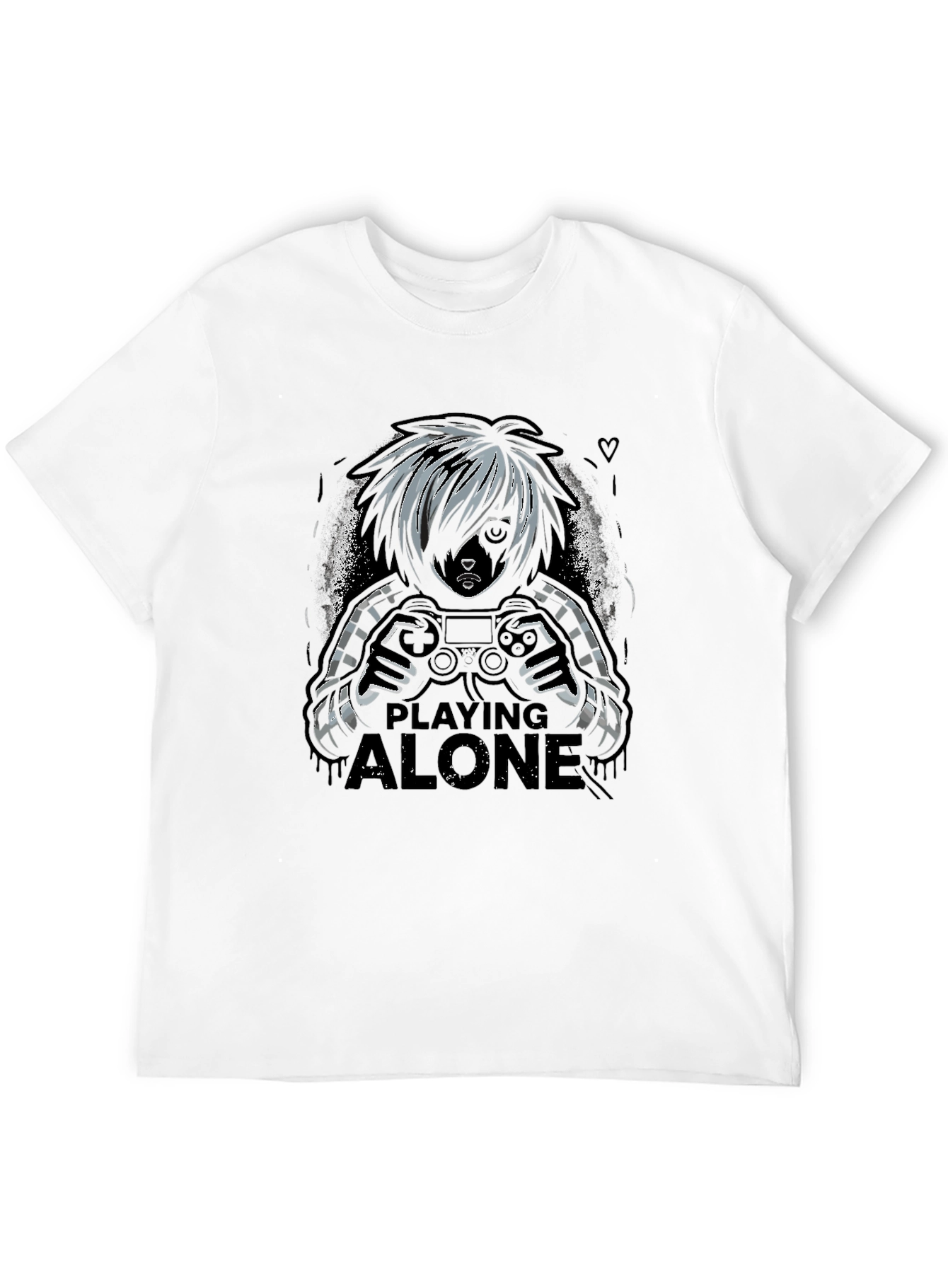 Gamer Playing Alone Black T-Shirt