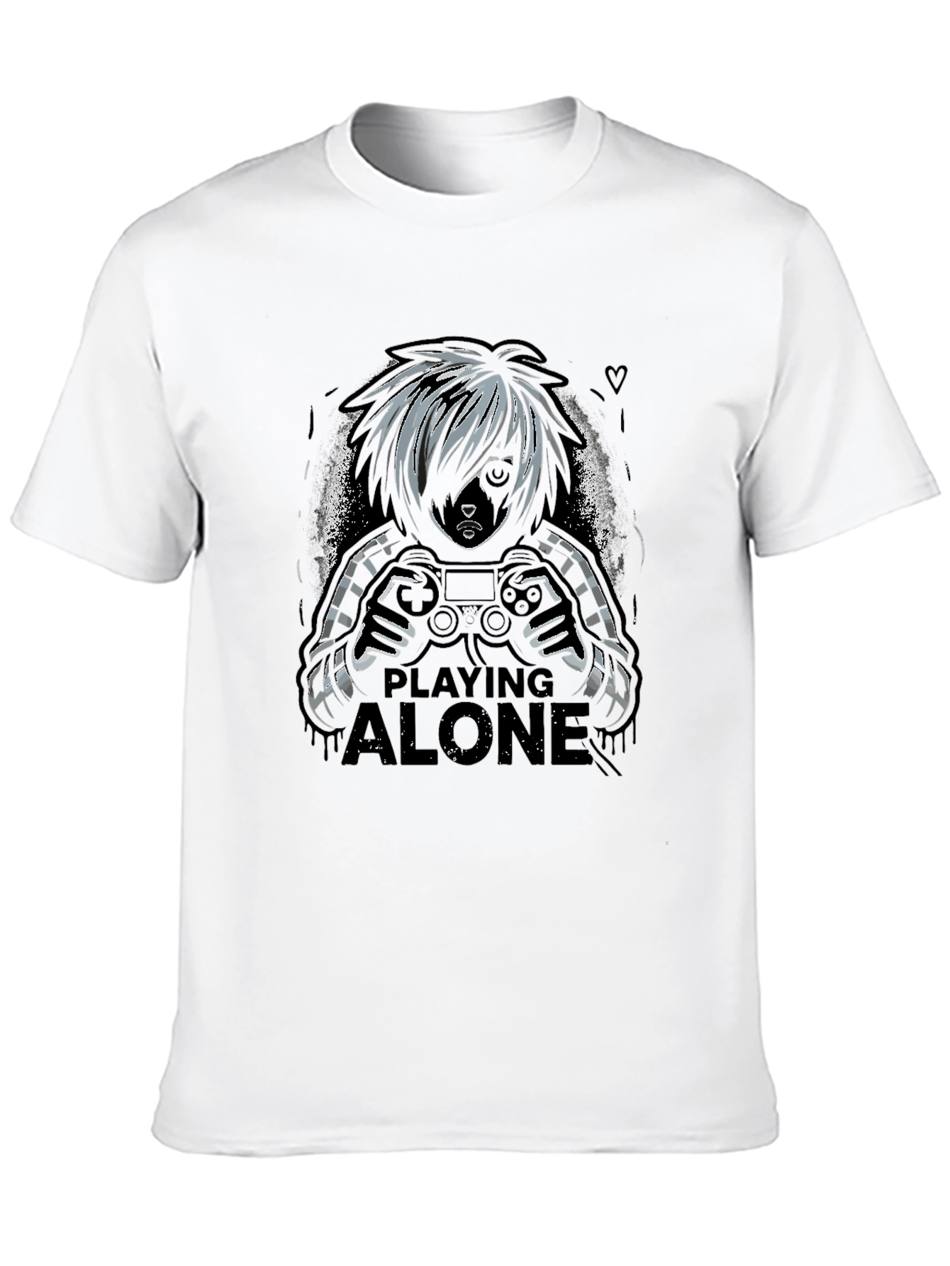 Gamer Playing Alone Black T-Shirt