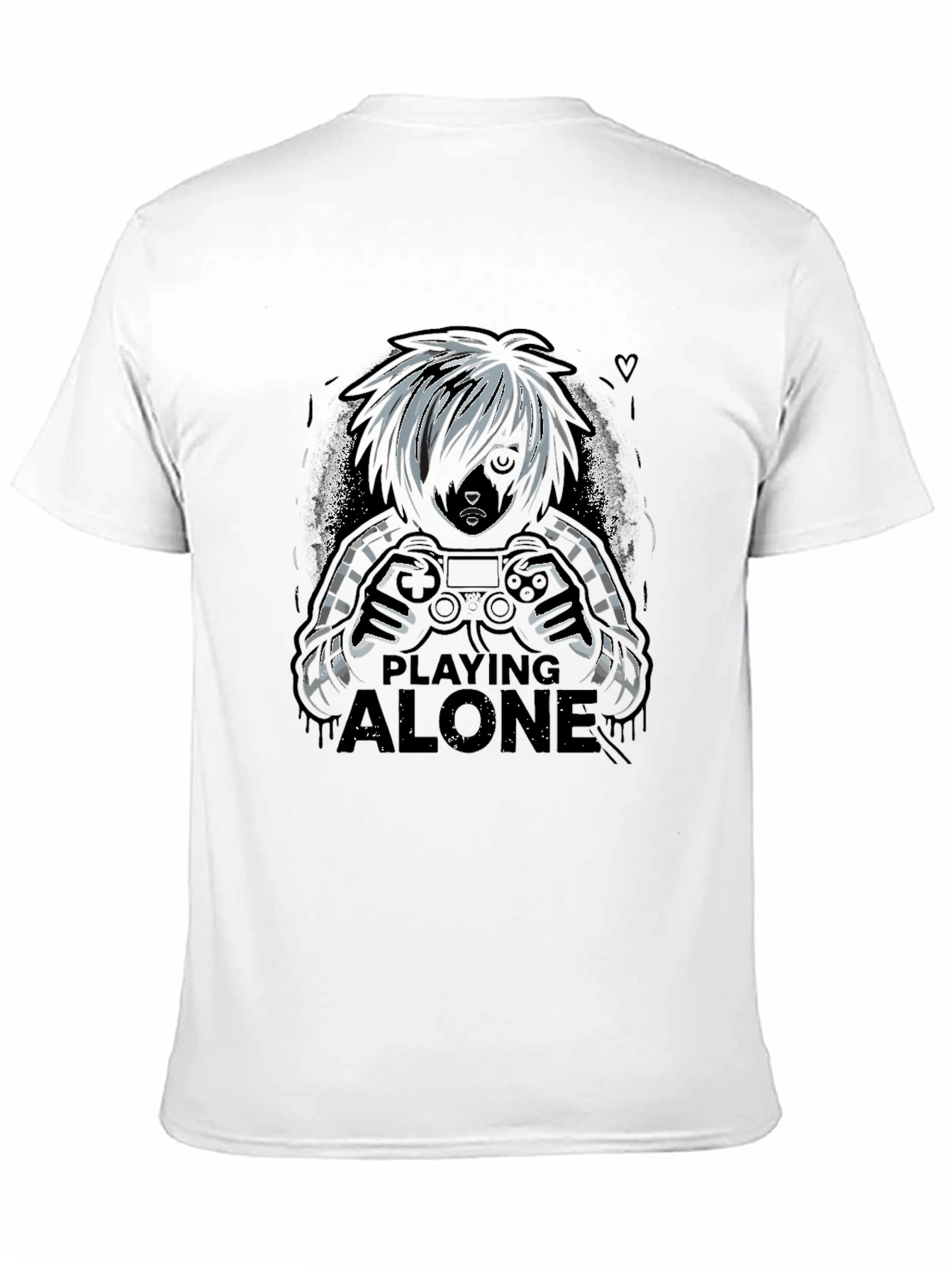 Gamer Playing Alone Black T-Shirt